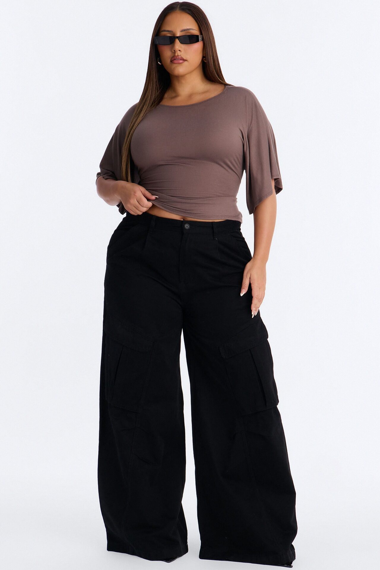 Nicolette Tie Waist Short Sleeve Top - Mocha