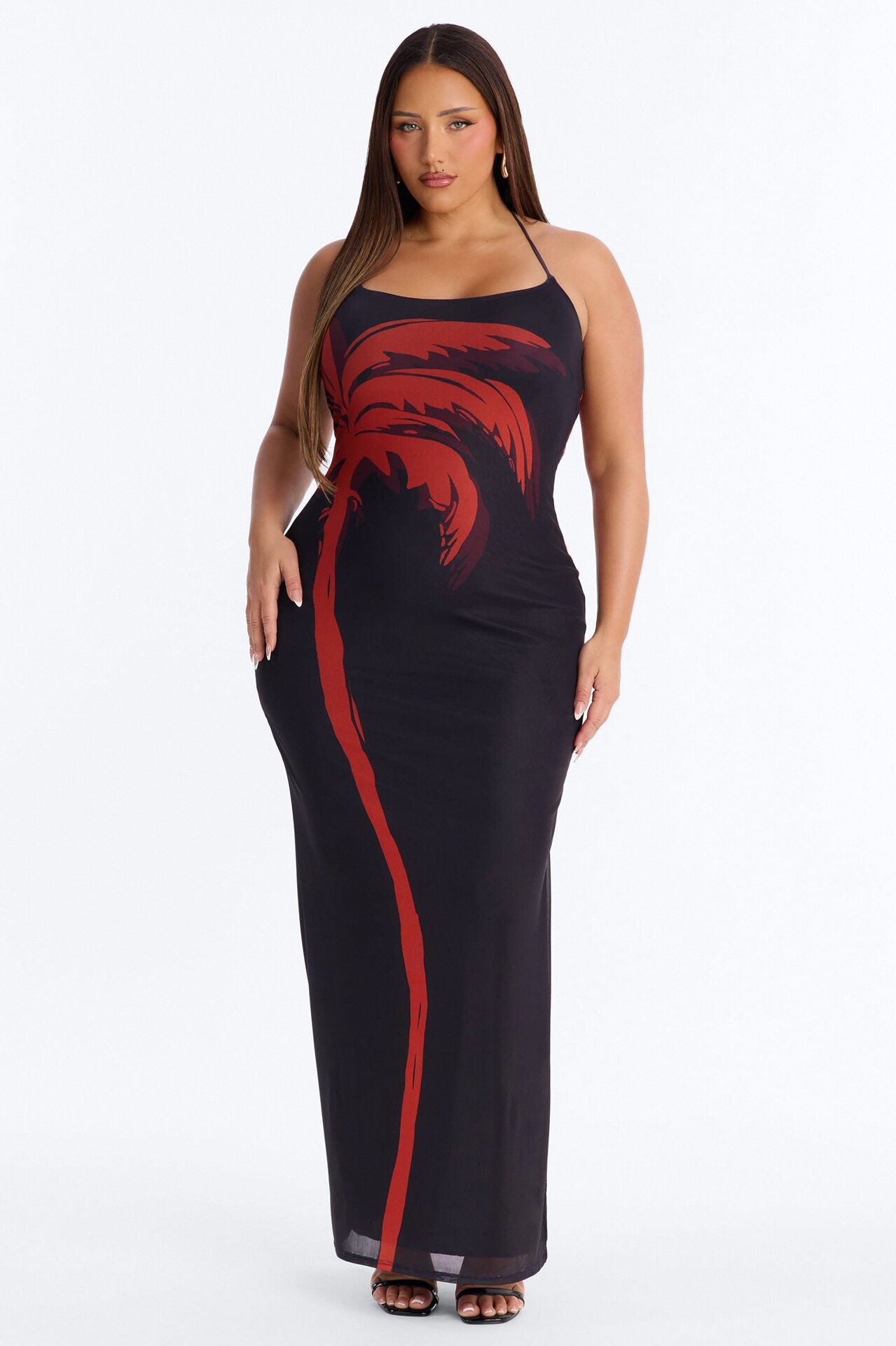 Janelle Printed Mesh Maxi Dress - Black/combo