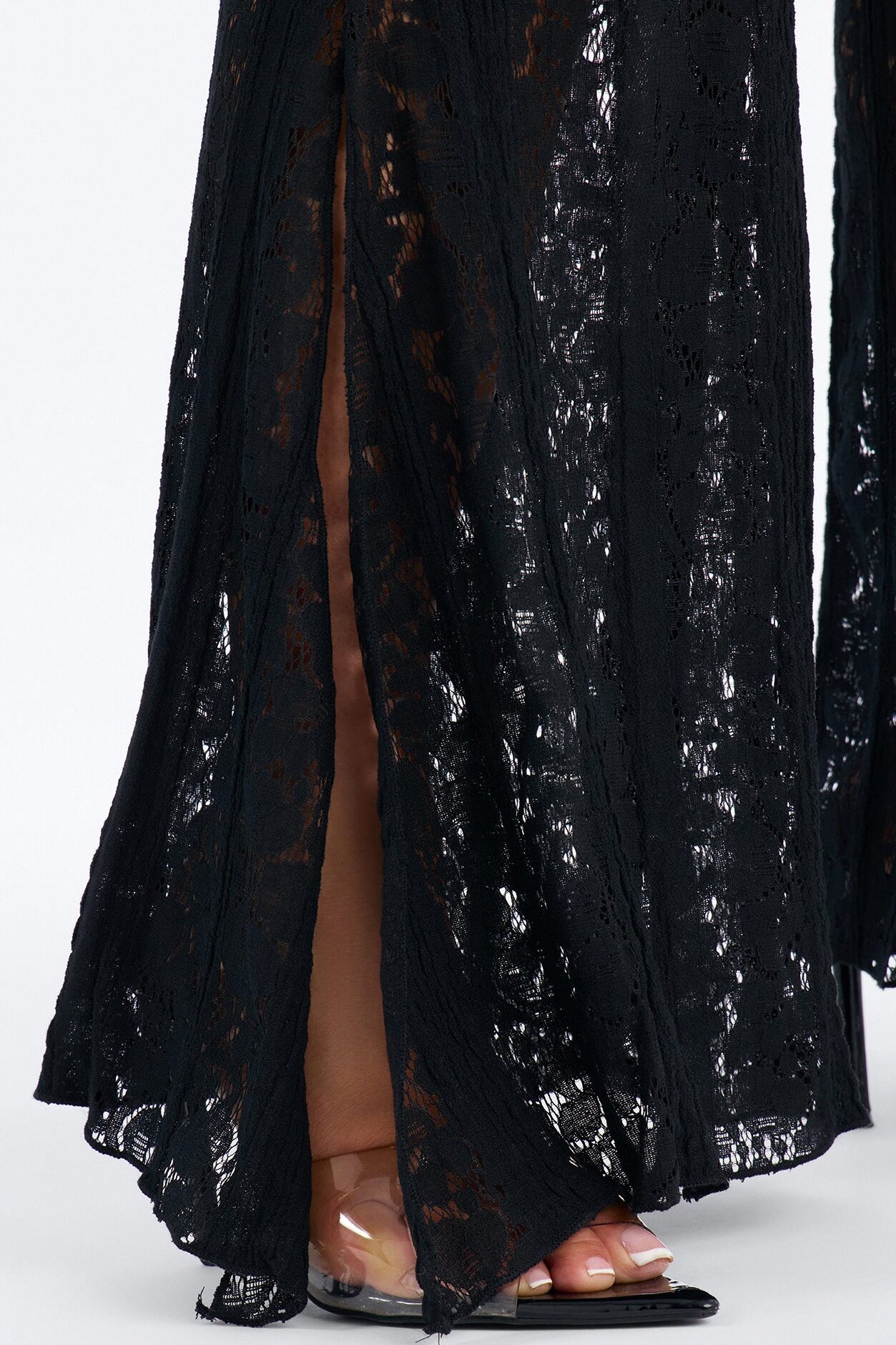 Anastasia Low Rise Lace Flare Pant - Black