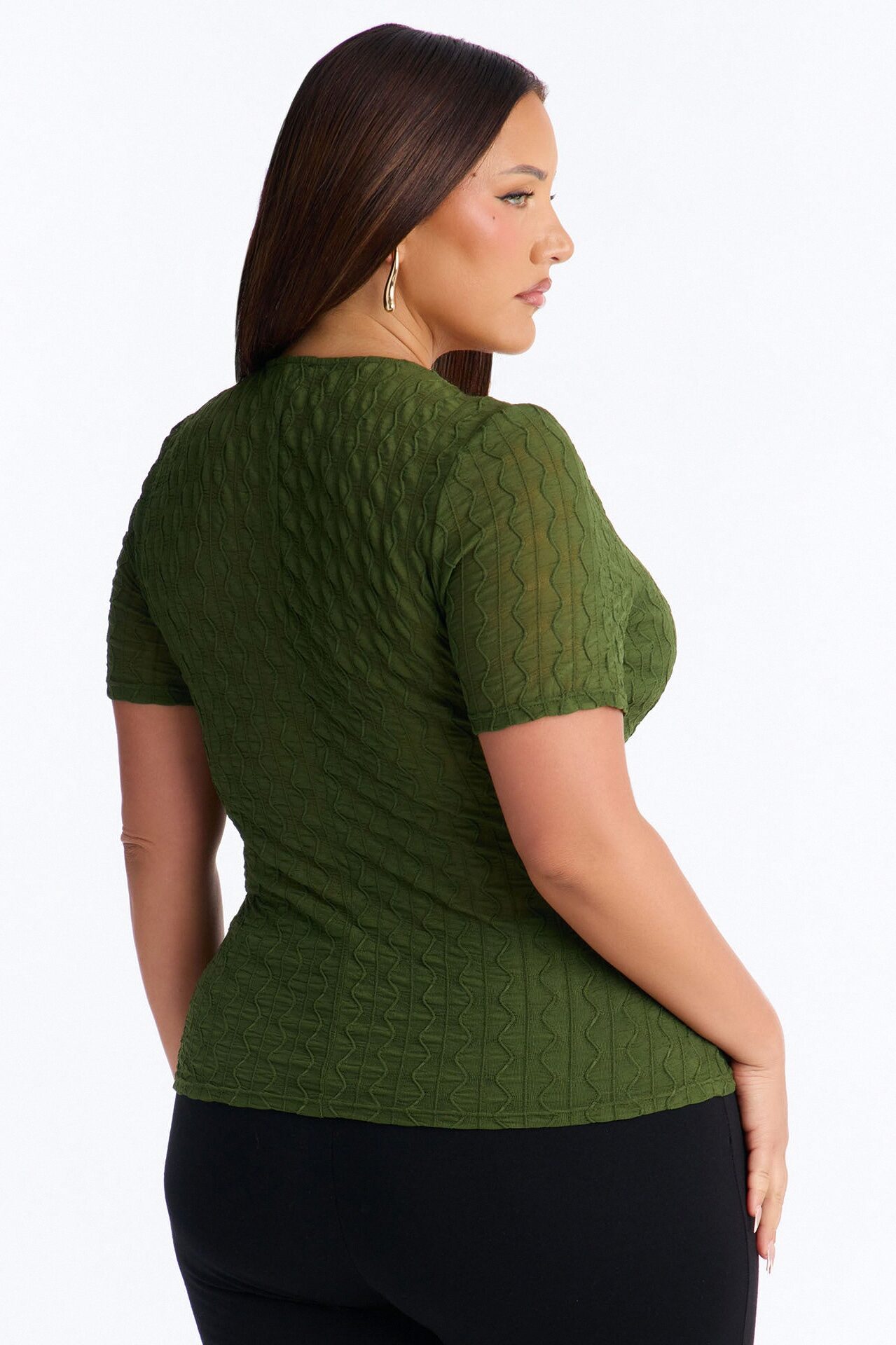 Dark Dream Short Sleeve Flyaway Top - Olive