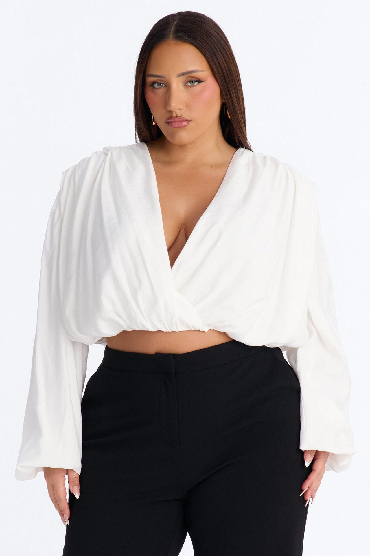 Tonight's Aesthetic Ruched Blouse - White