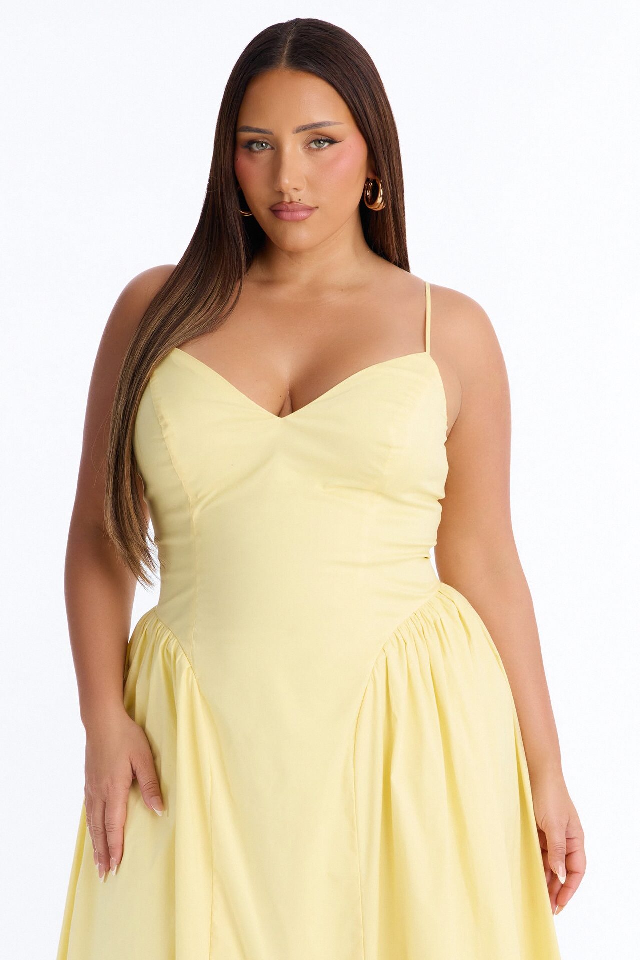 Whitney Pleated Poplin Midi Dress - Yellow