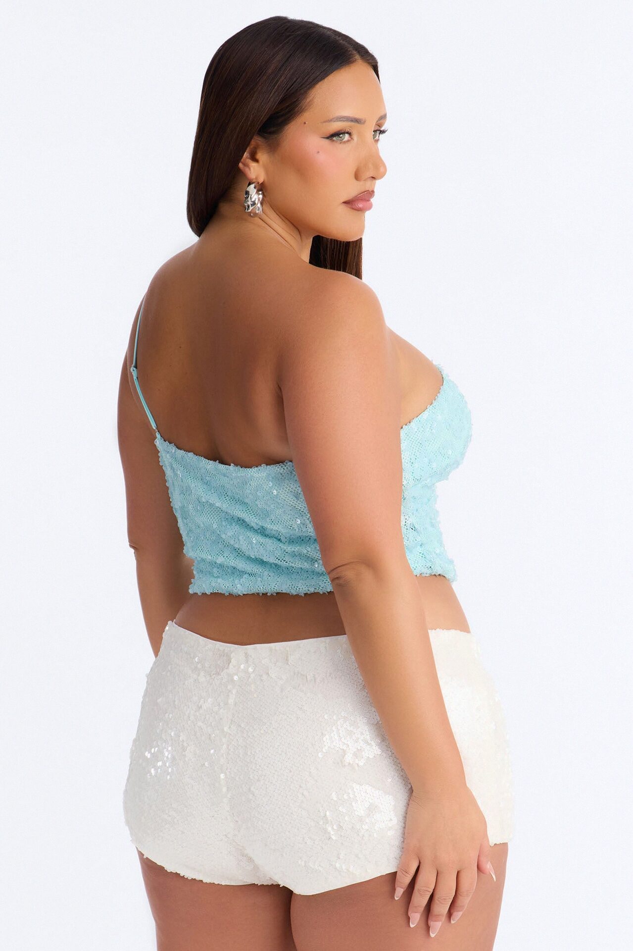 Sunny Sequin One Shoulder Top - Blue