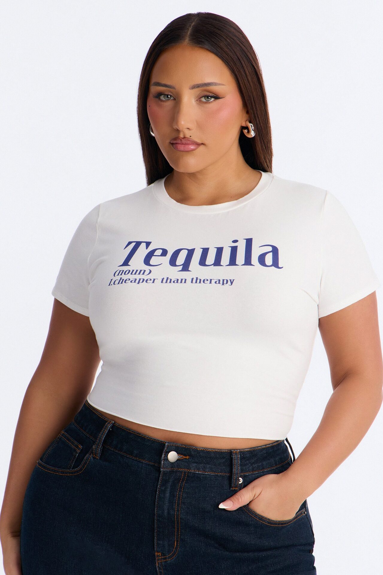 Tequila Therapy Baby Tee - White