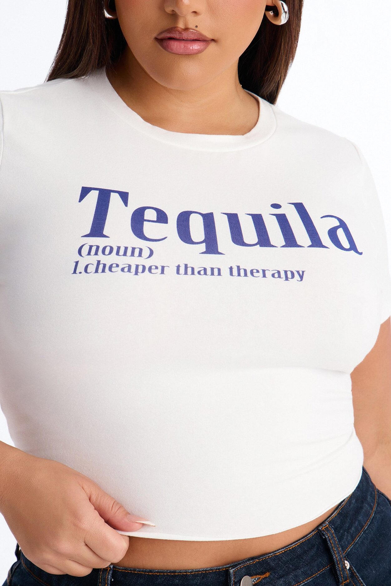 Tequila Therapy Baby Tee - White