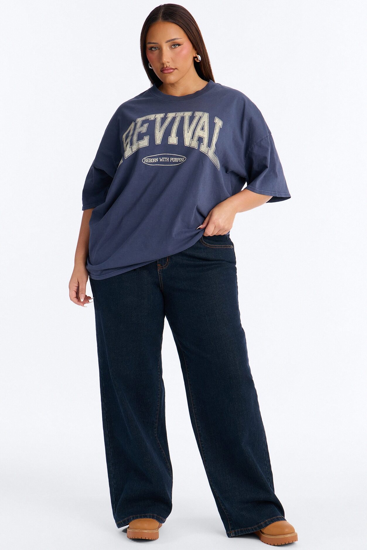 Revival Washed Crew T-Shirt - Navy