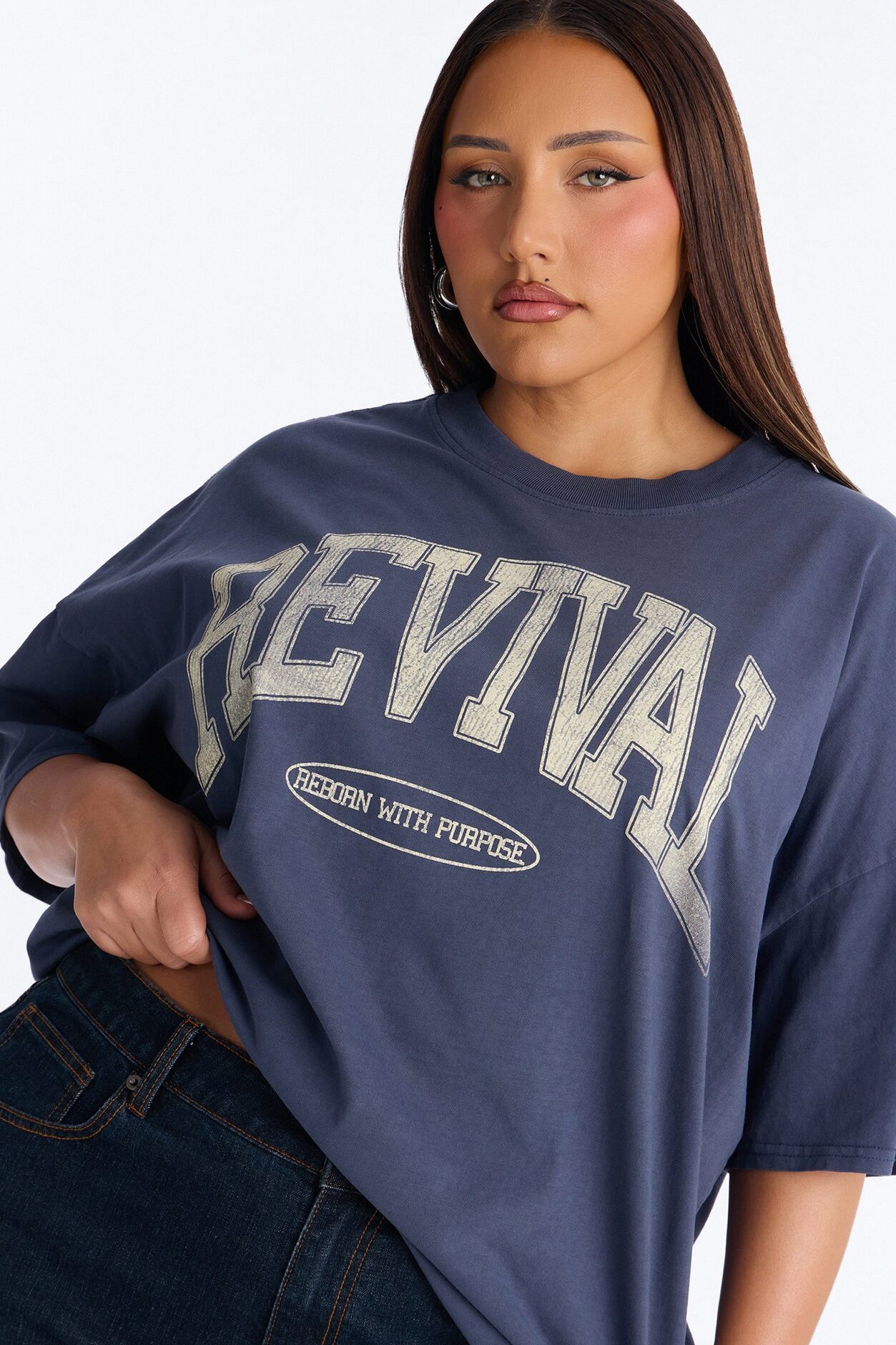 Revival Washed Crew T-Shirt - Navy