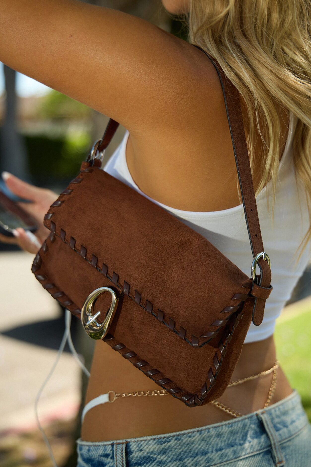 Heartbreak Ridge Faux Suede Bag - Brown