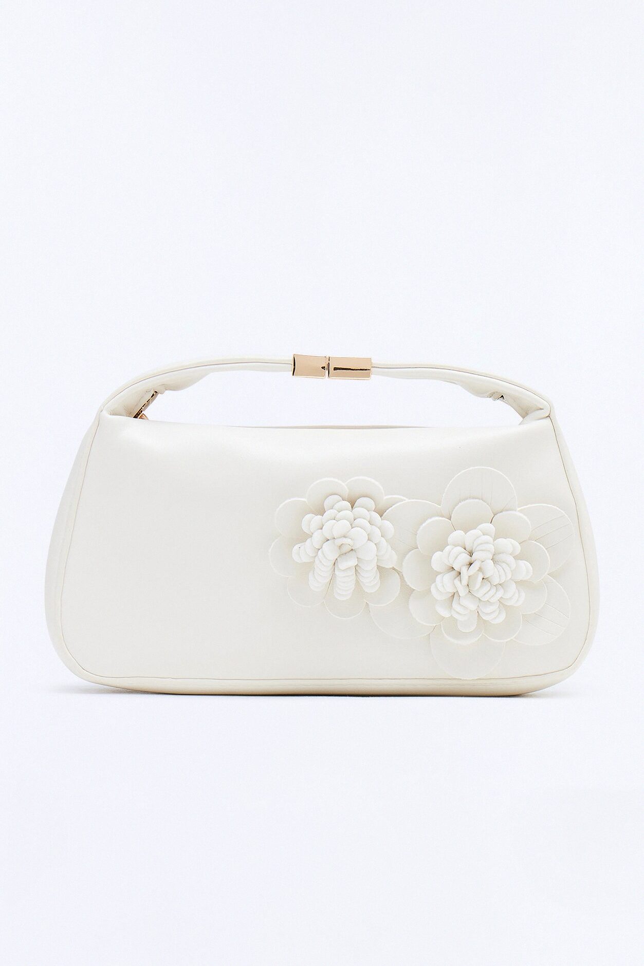 Blooming Season Faux Leather Satchel Bag - Ivory