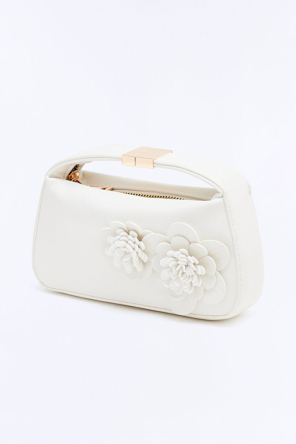 Blooming Season Faux Leather Satchel Bag - Ivory