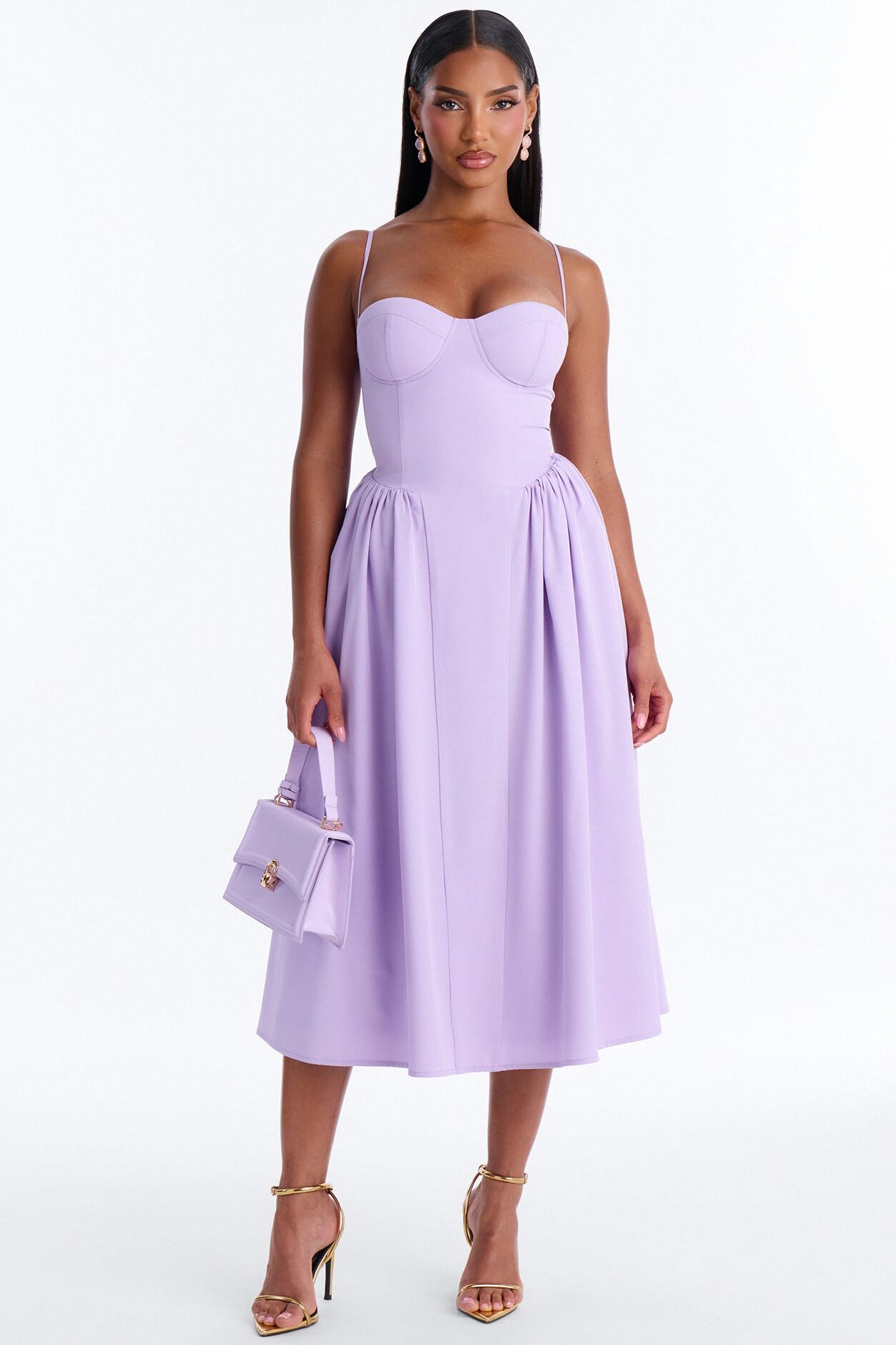 Sweet Love Corset Midi Dress - Lavender