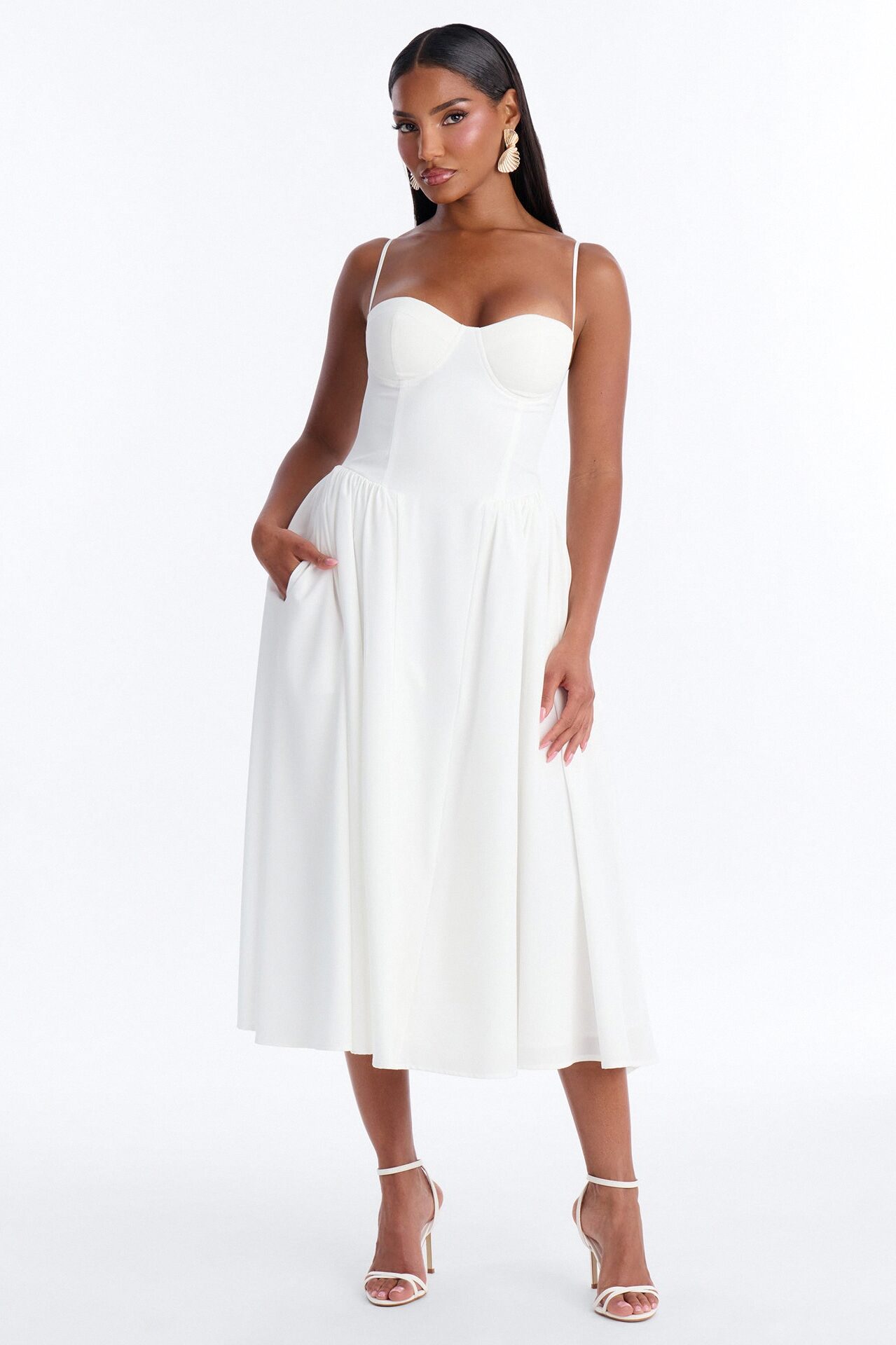 Sweet Love Corset Midi Dress - White