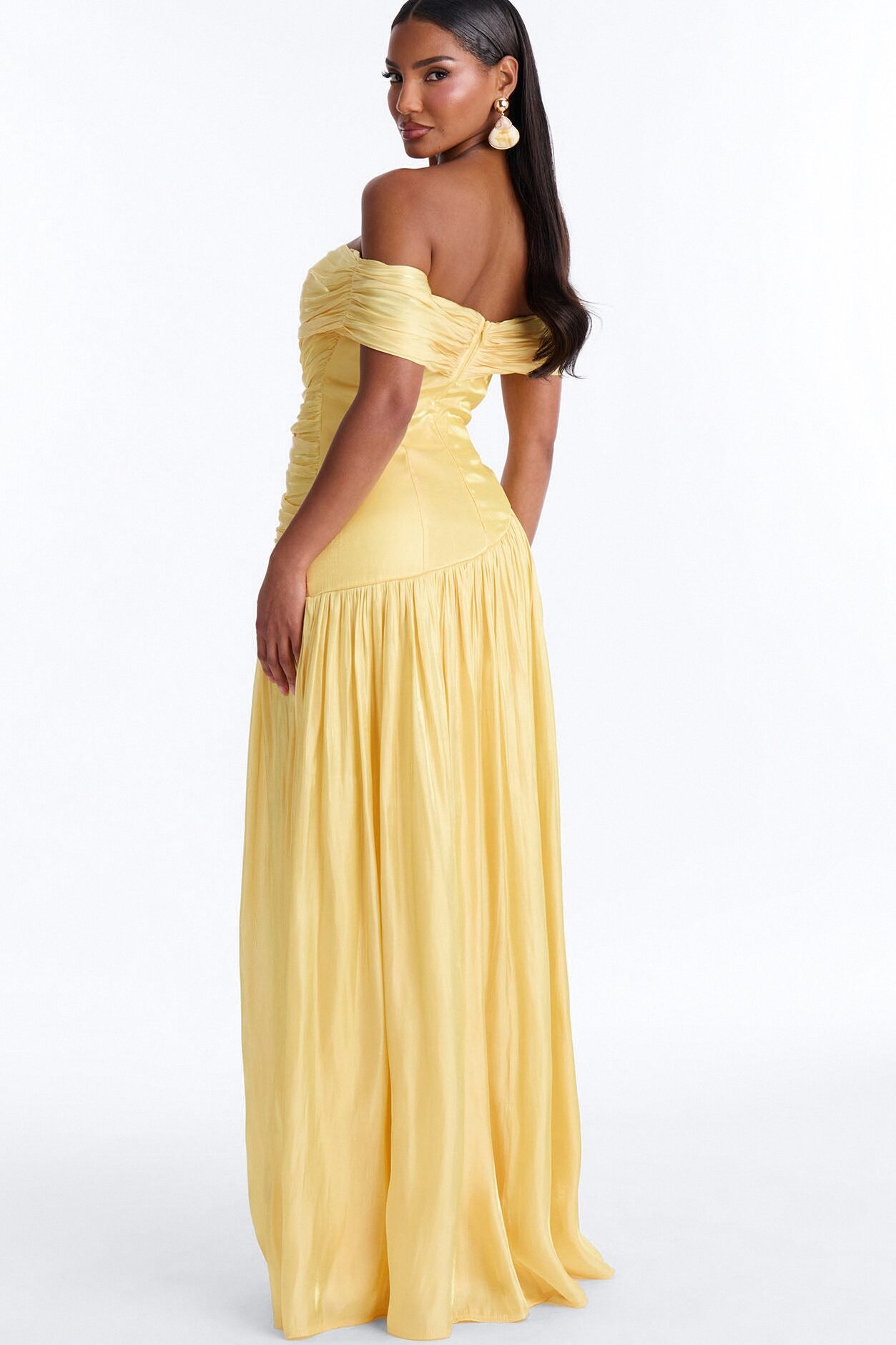 Brina Pleated Organza Gown - Yellow