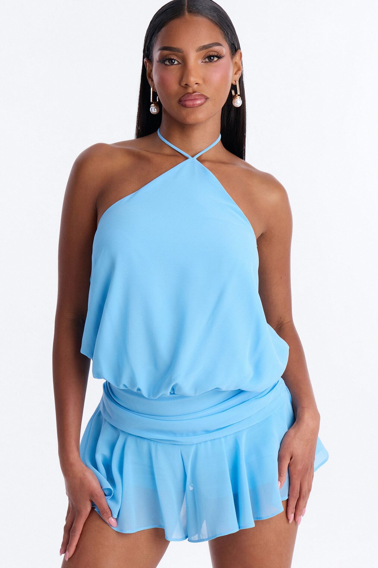 Dream Girl Chiffon Romper - Blue
