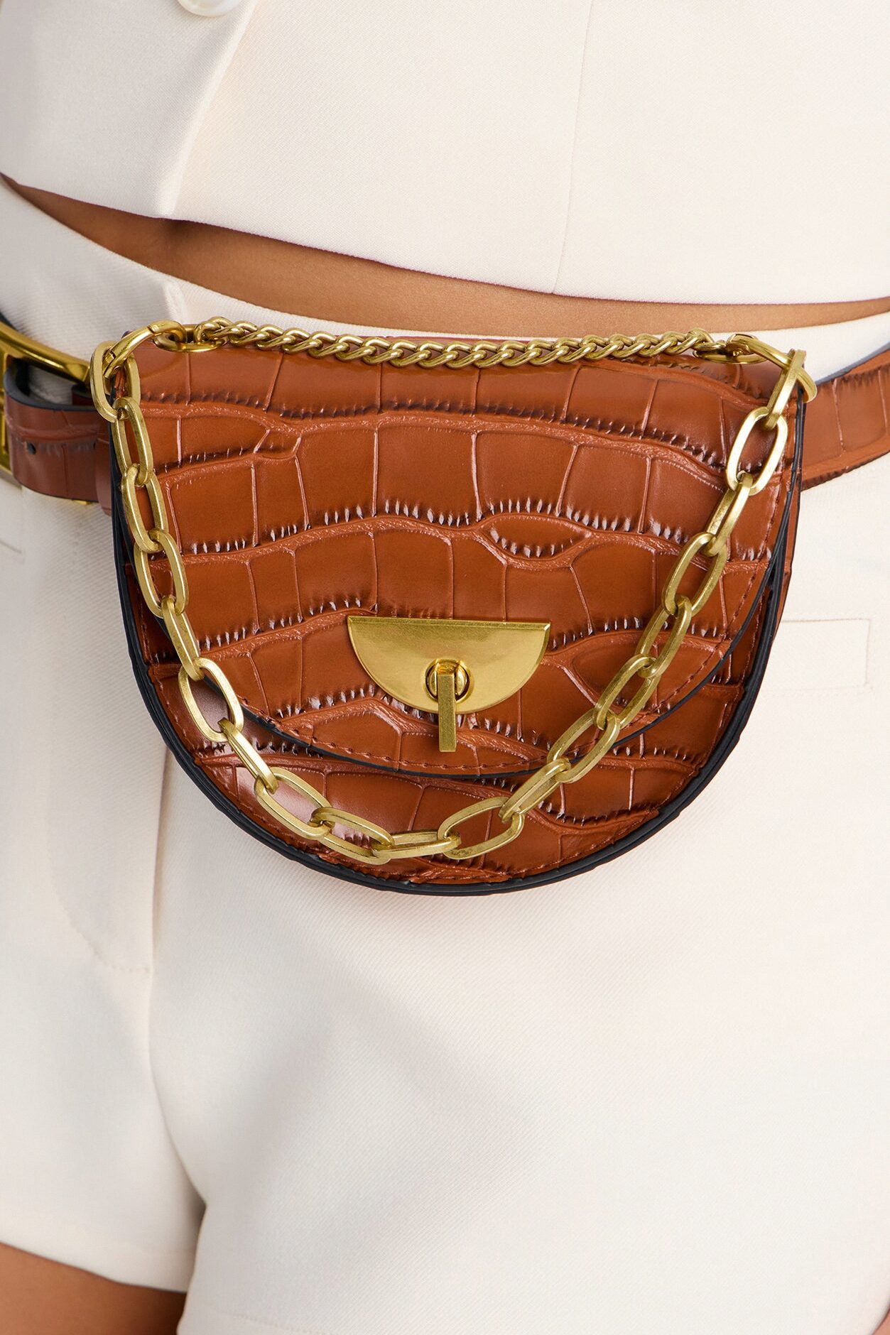 She's A Keeper Faux Leather Belt Bag - Cognac