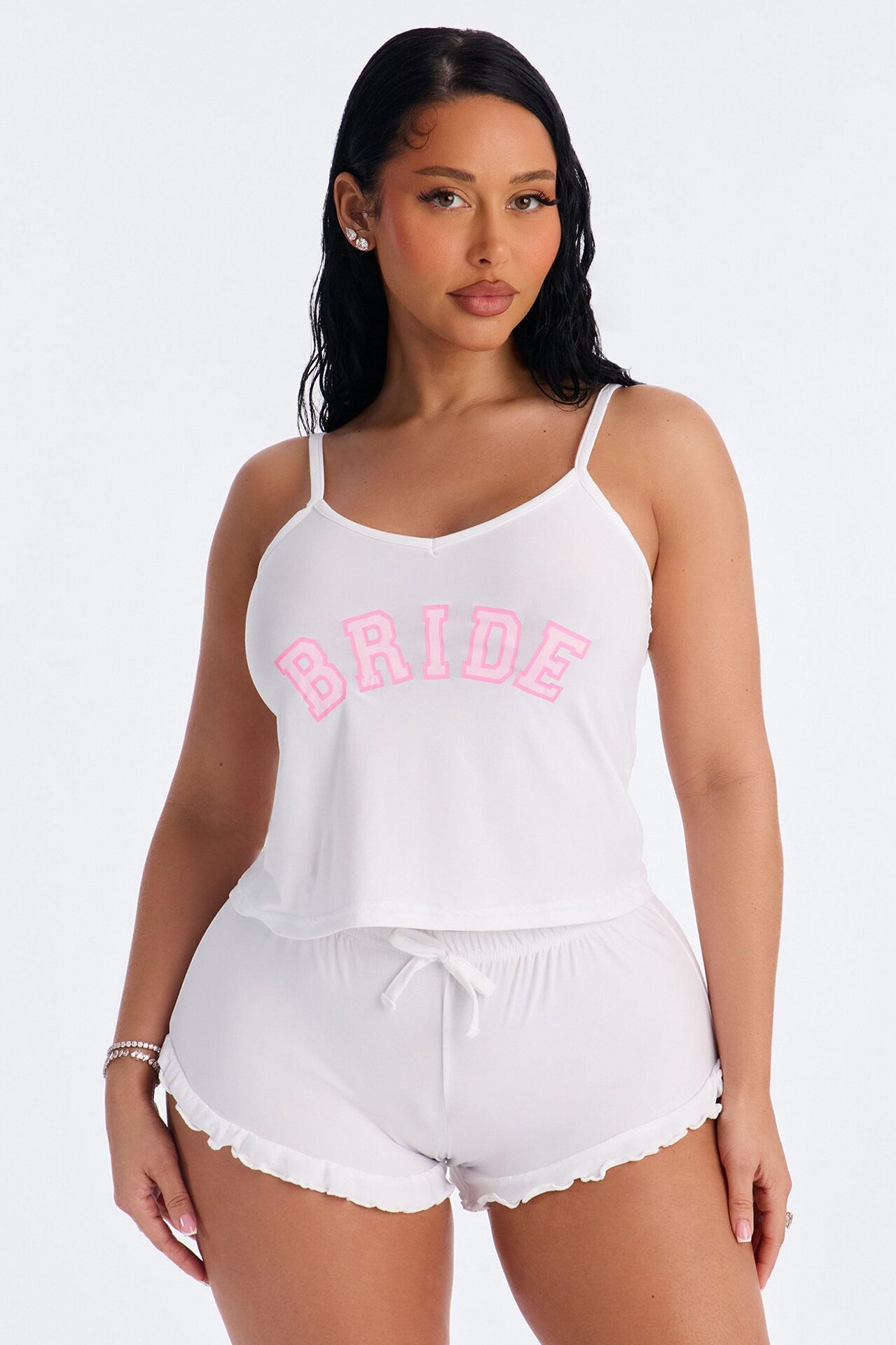 Make Way For The Bride 2pc PJ Short Set - White