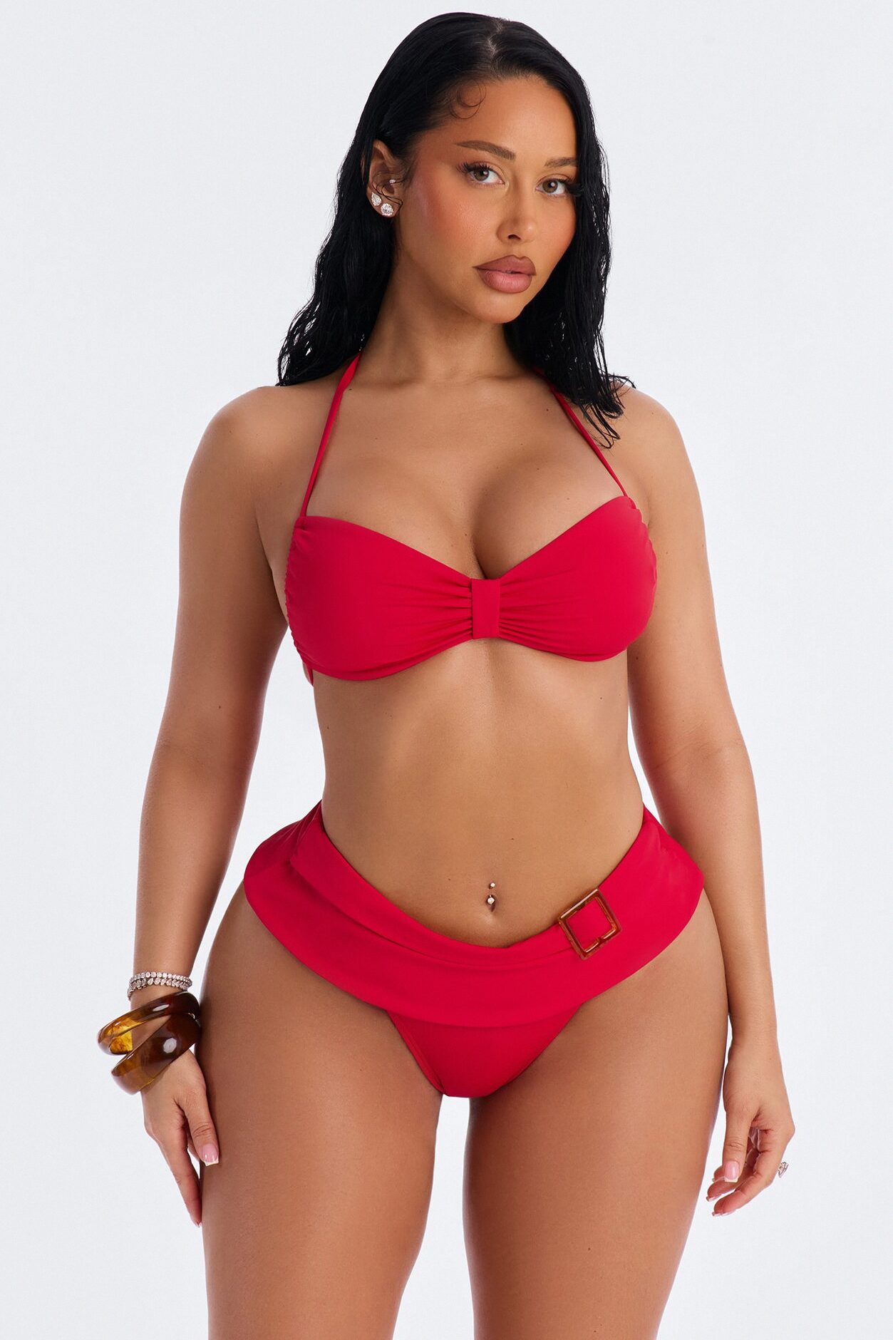 Beach Bum 2 Piece Bralette Bikini Set - DarkRed