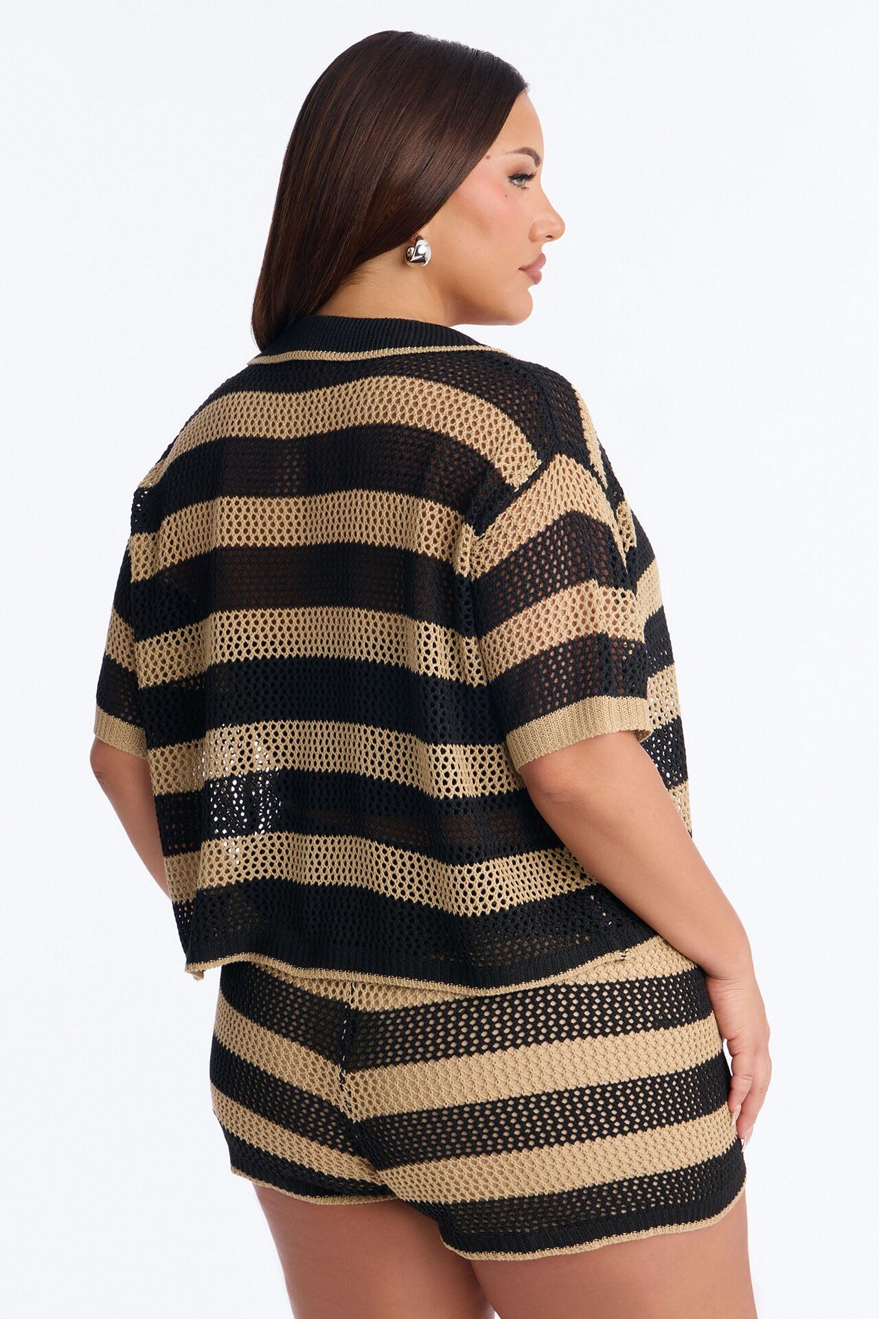 Resort Ready Striped Crochet Short Set - Black/combo