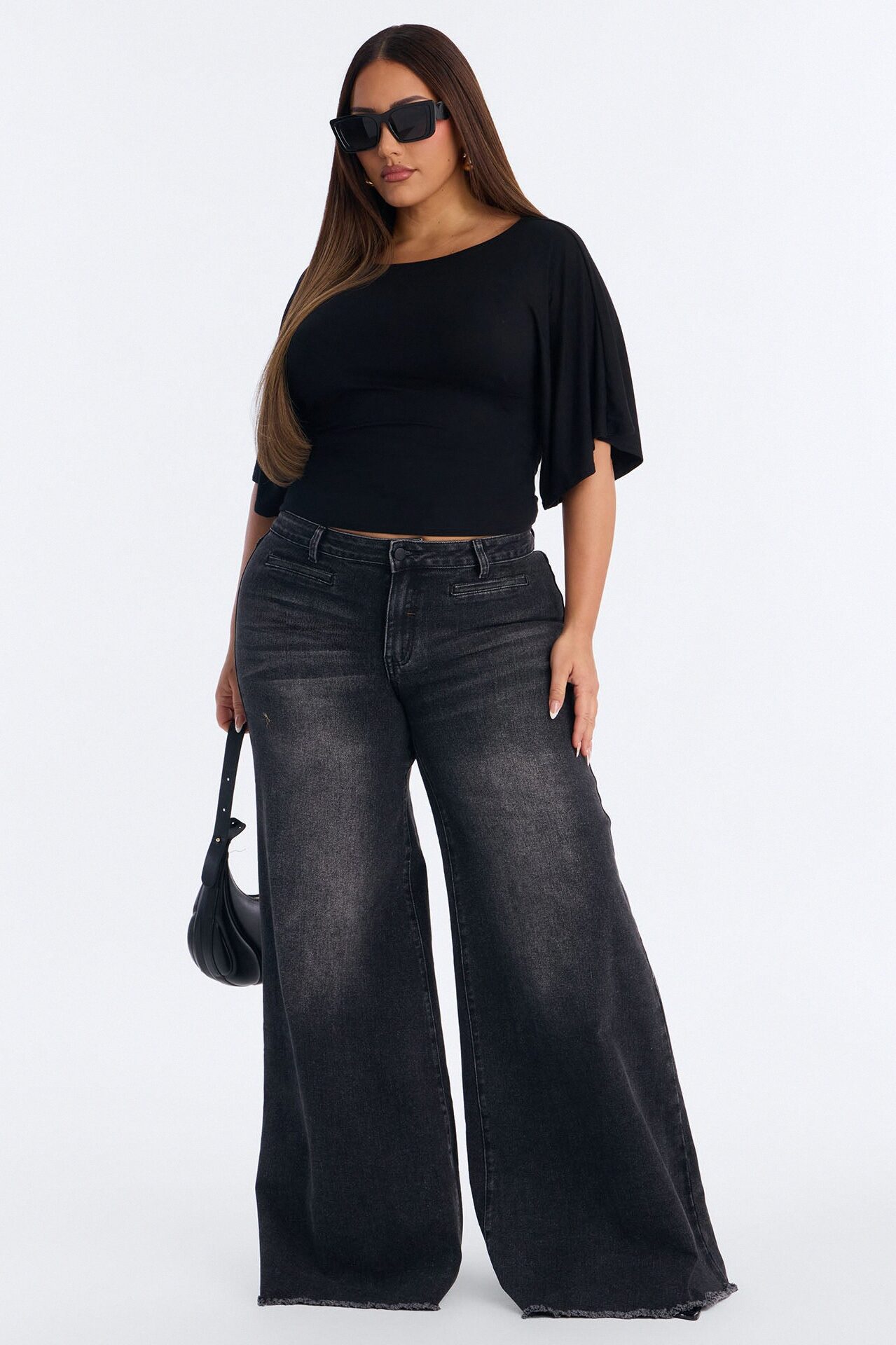 Nicolette Tie Waist Short Sleeve Top - Black