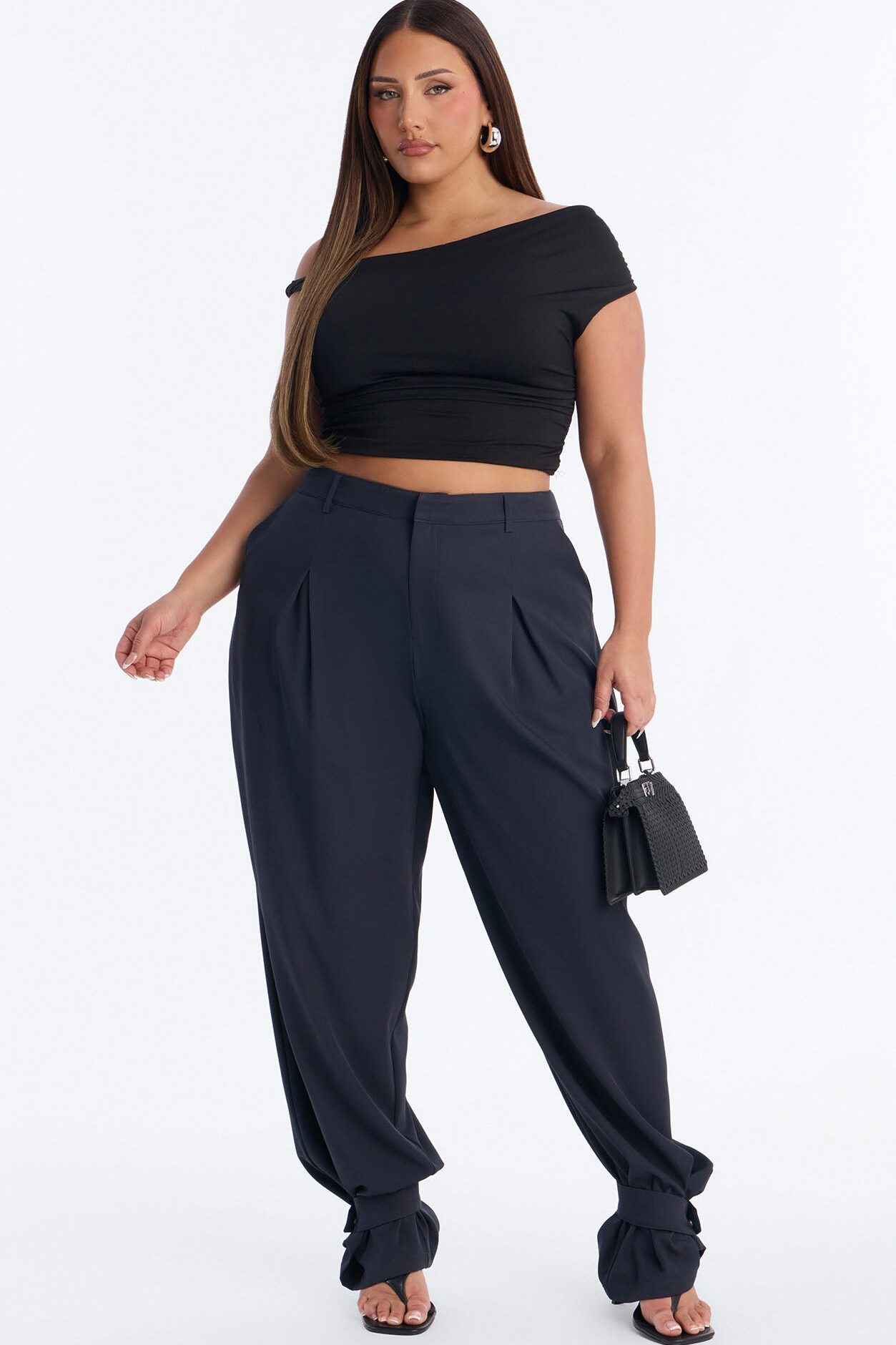 Never Settle Adjustable Cuff Trouser Pants - Navy