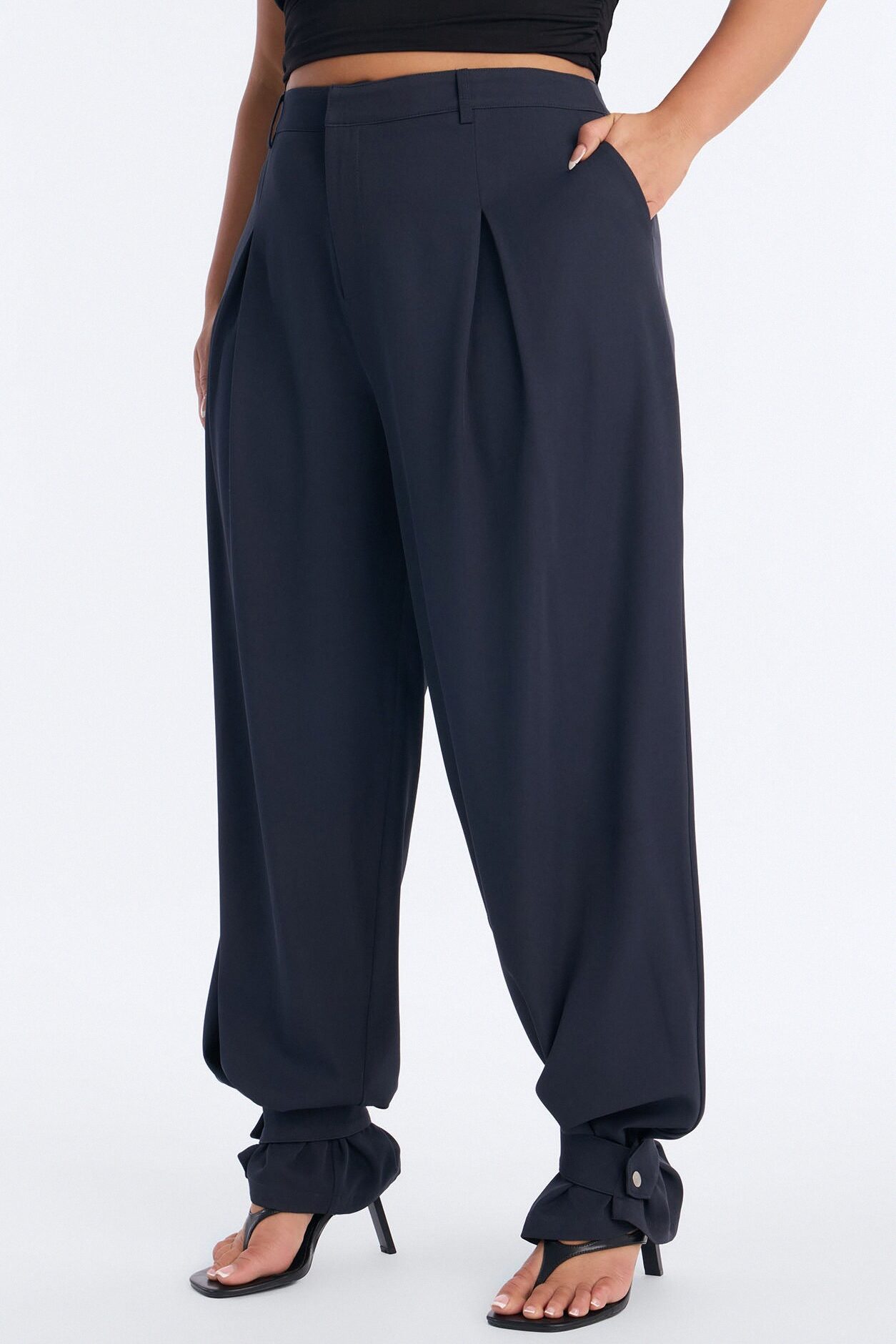 Never Settle Adjustable Cuff Trouser Pants - Navy