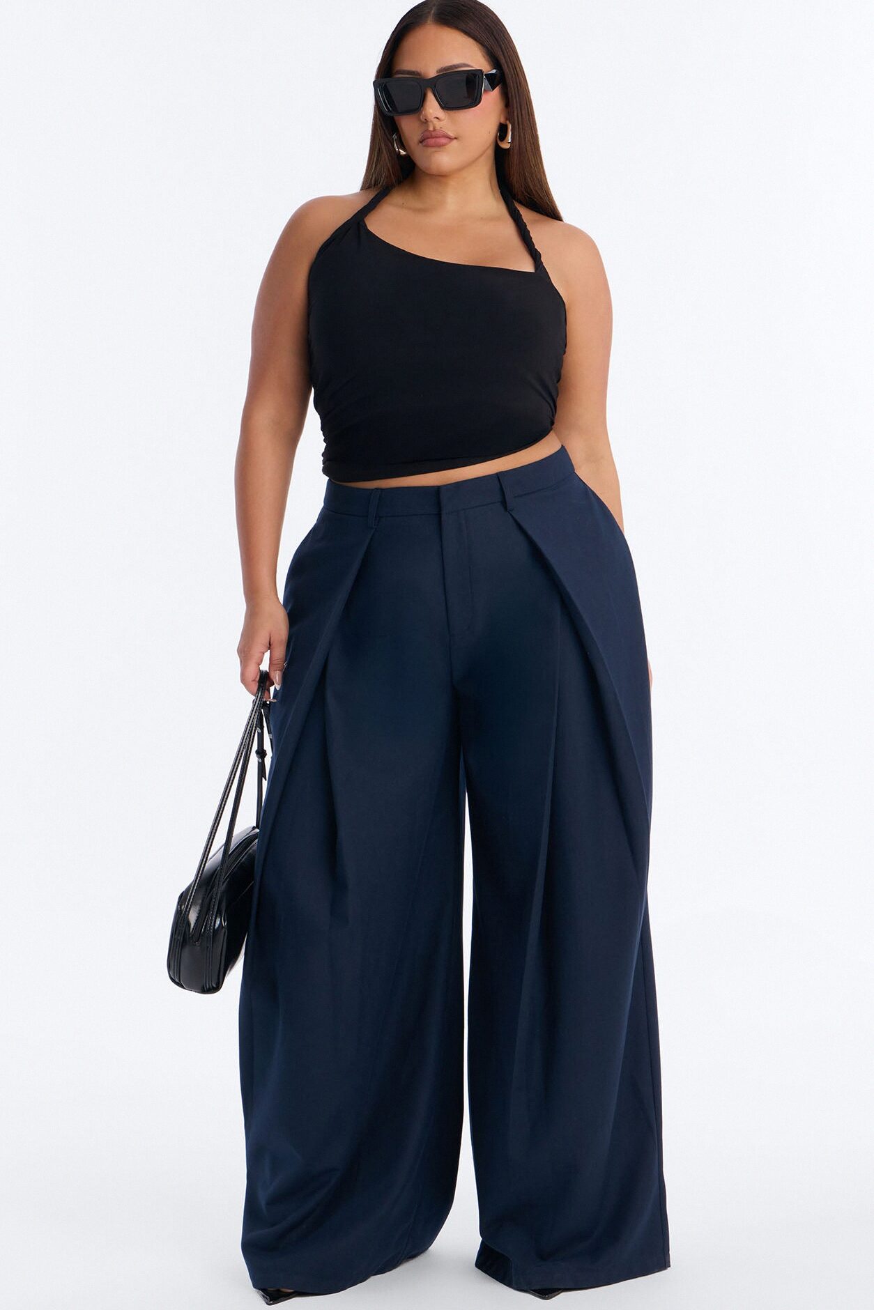 Executive Realness Pleated Wide Leg Trouser 33″ - Navy