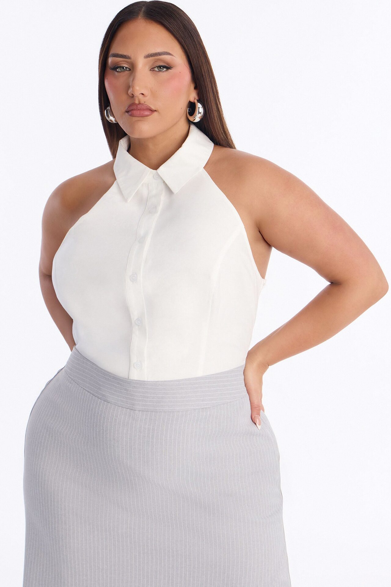 Janelle Draped Skirt Jumpsuit - Grey