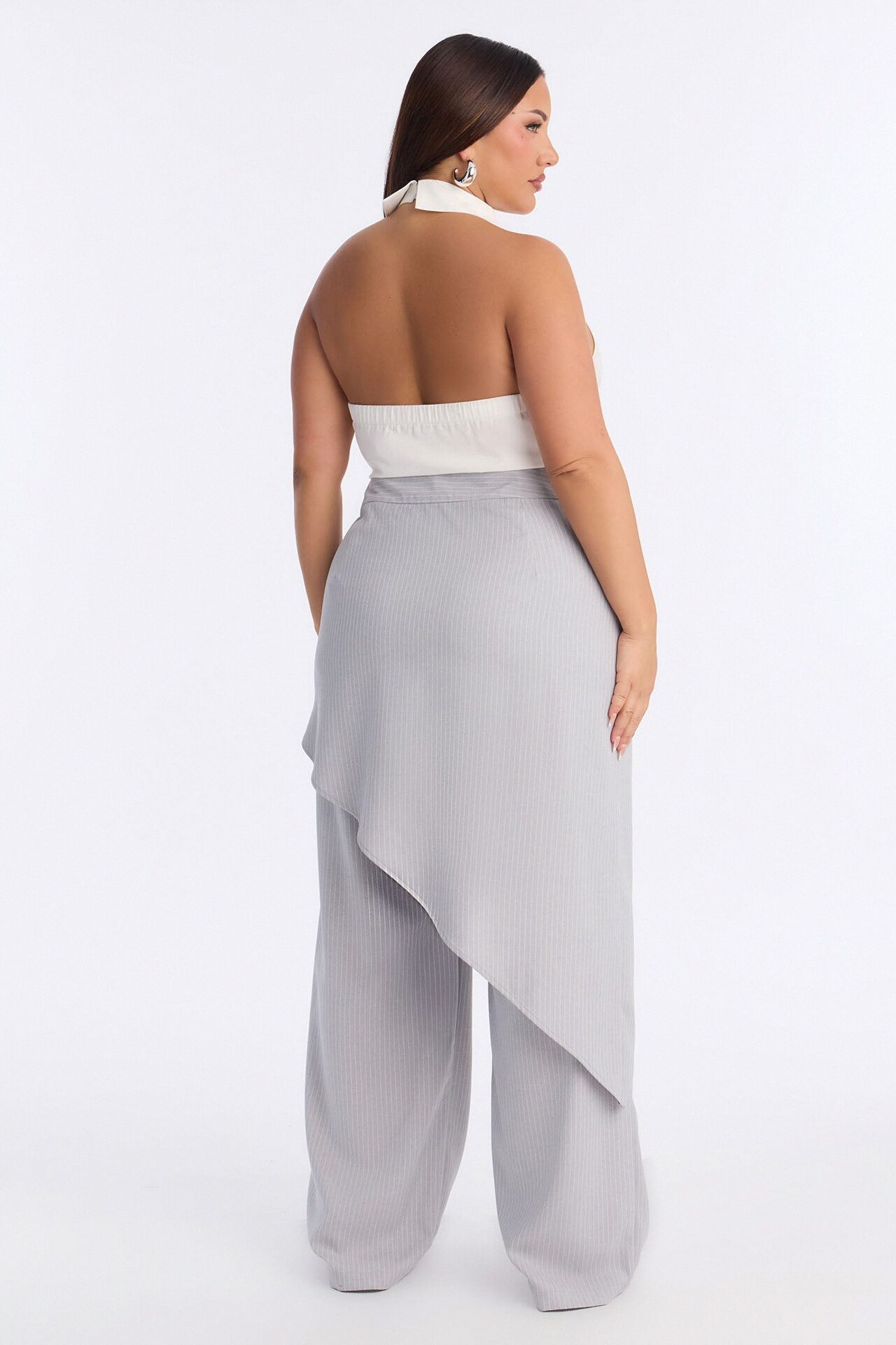 Janelle Draped Skirt Jumpsuit - Grey