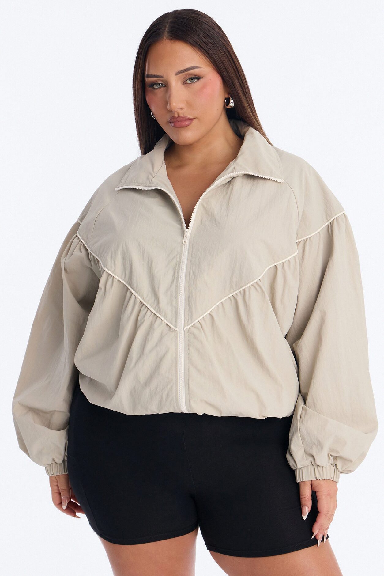 Daybreak Flow Funnel Neck Windbreaker Jacket - Sage