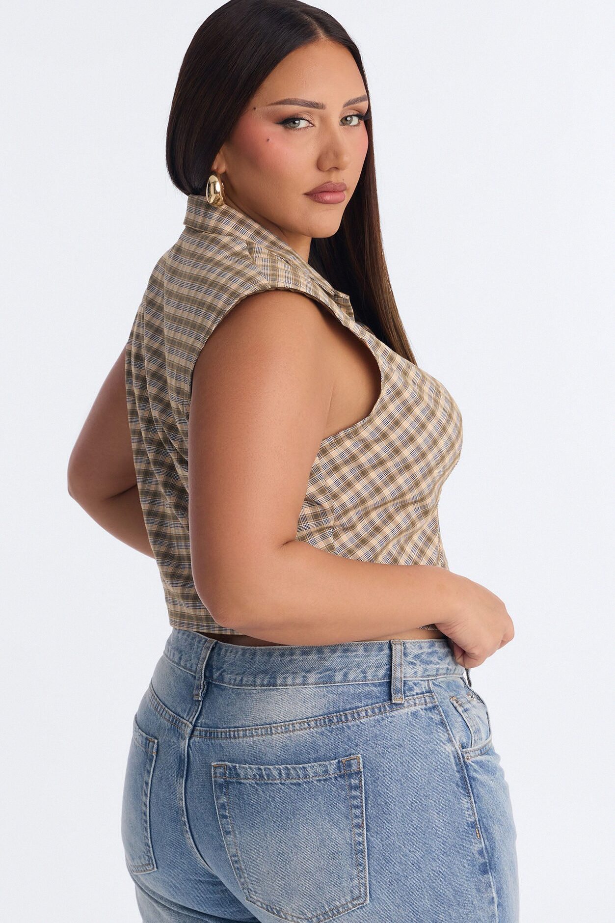 Sharni Plaid Sleeveless Top - Yellow/combo