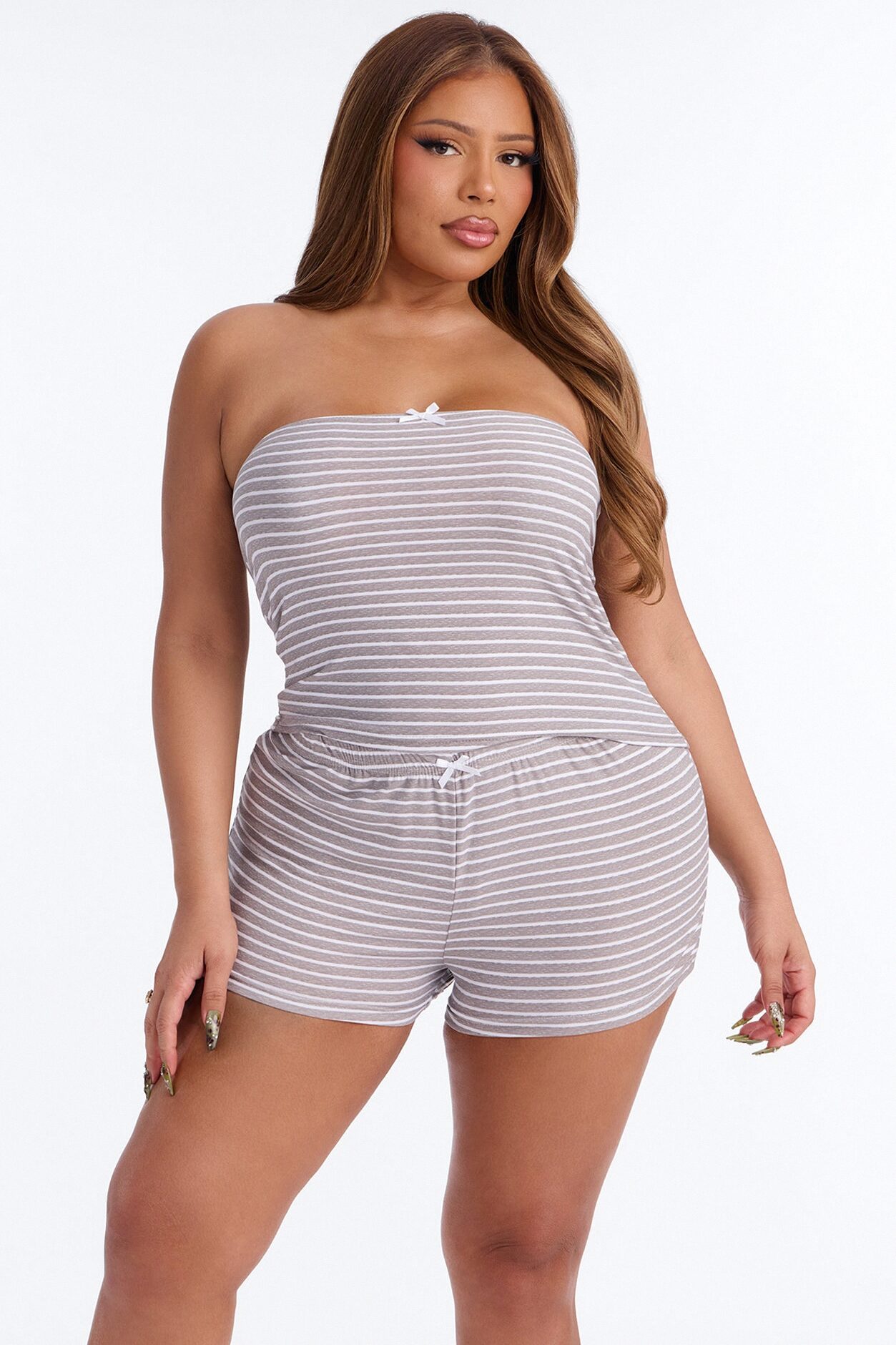 Made Up My Mind 2pc PJ Short Set - Heather Grey