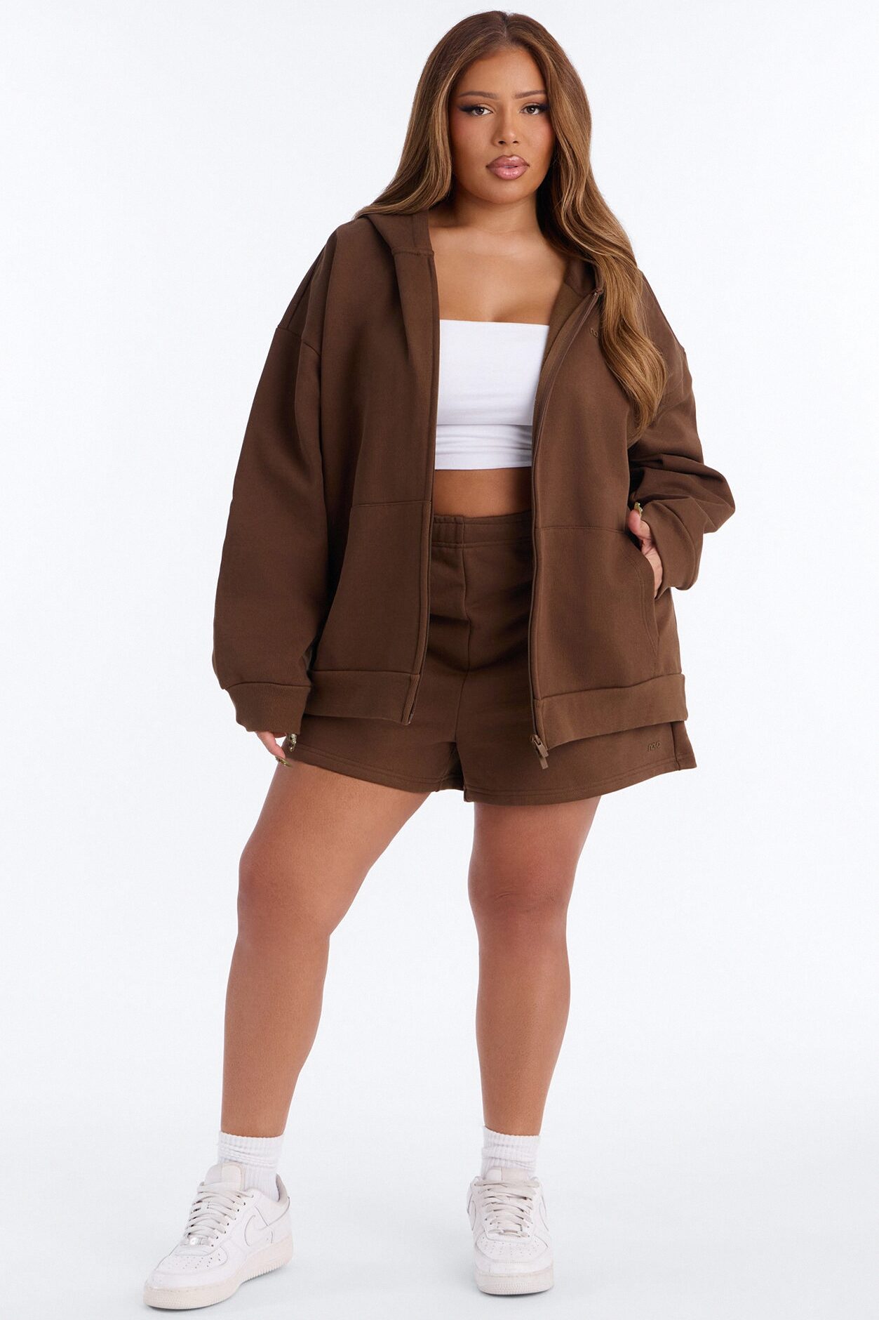 Libby Full Zip Hoodie Fleece Sweatshirt - Brown