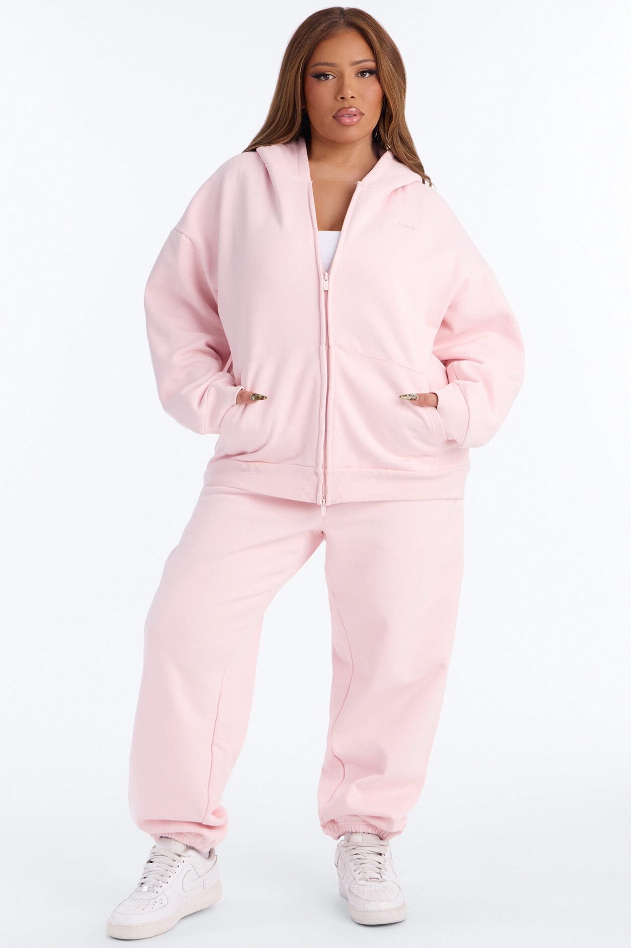 Libby Full Zip Hoodie Fleece Sweatshirt - Pink