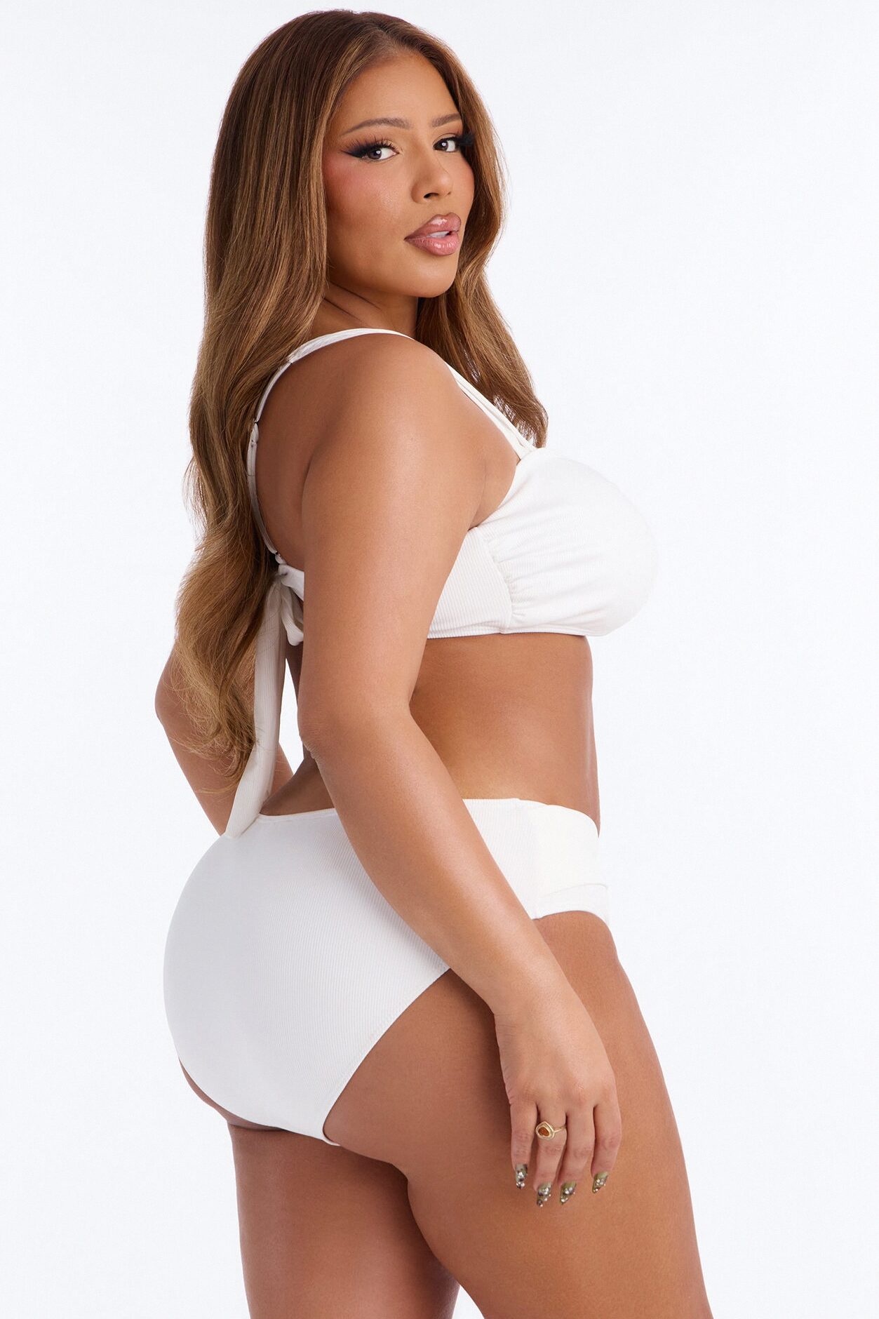 Ship Happens Knot High Waist 2 Piece Bikini - White