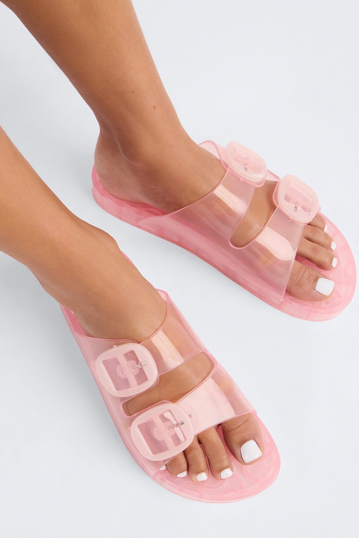 Allie Double Buckle Slides - Pink