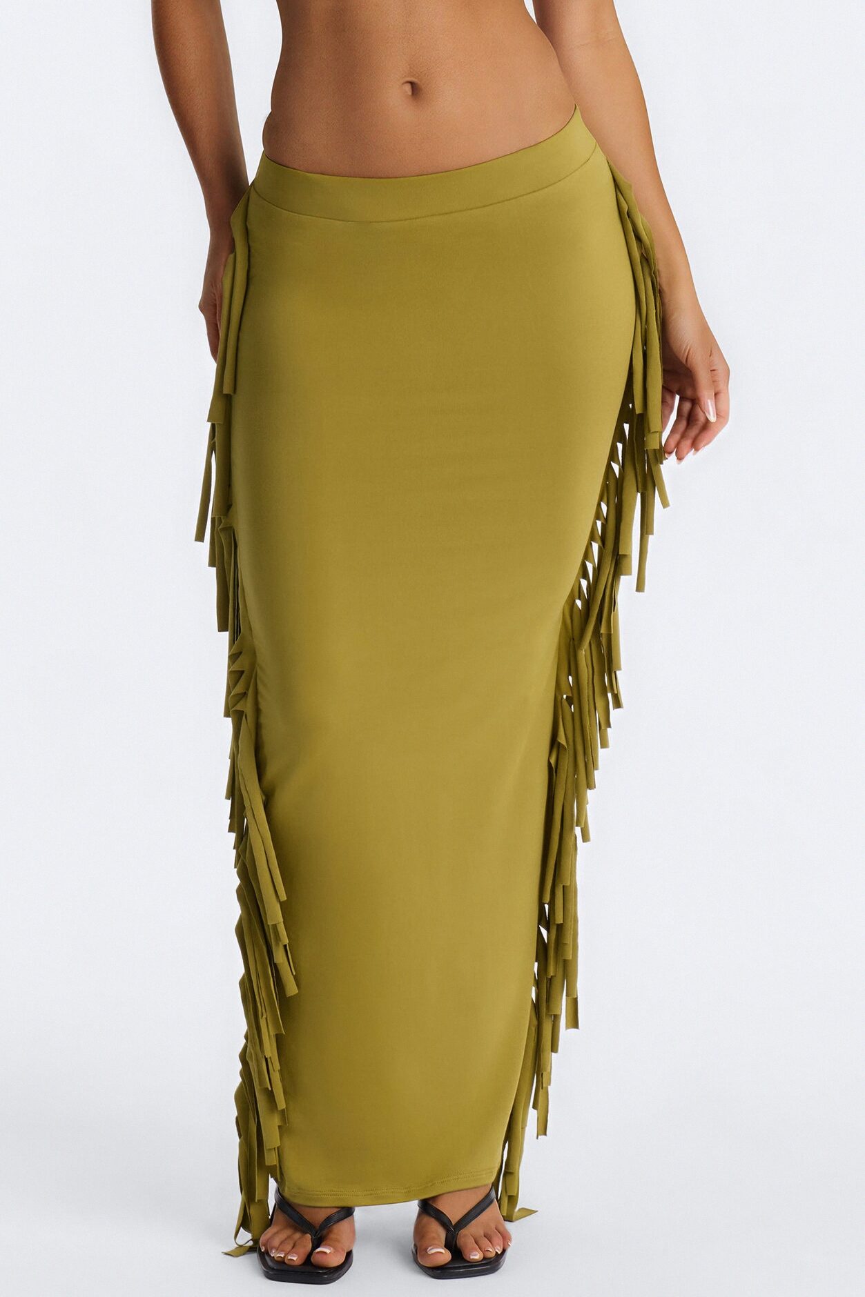Going Places Fringe Maxi Skirt - Green