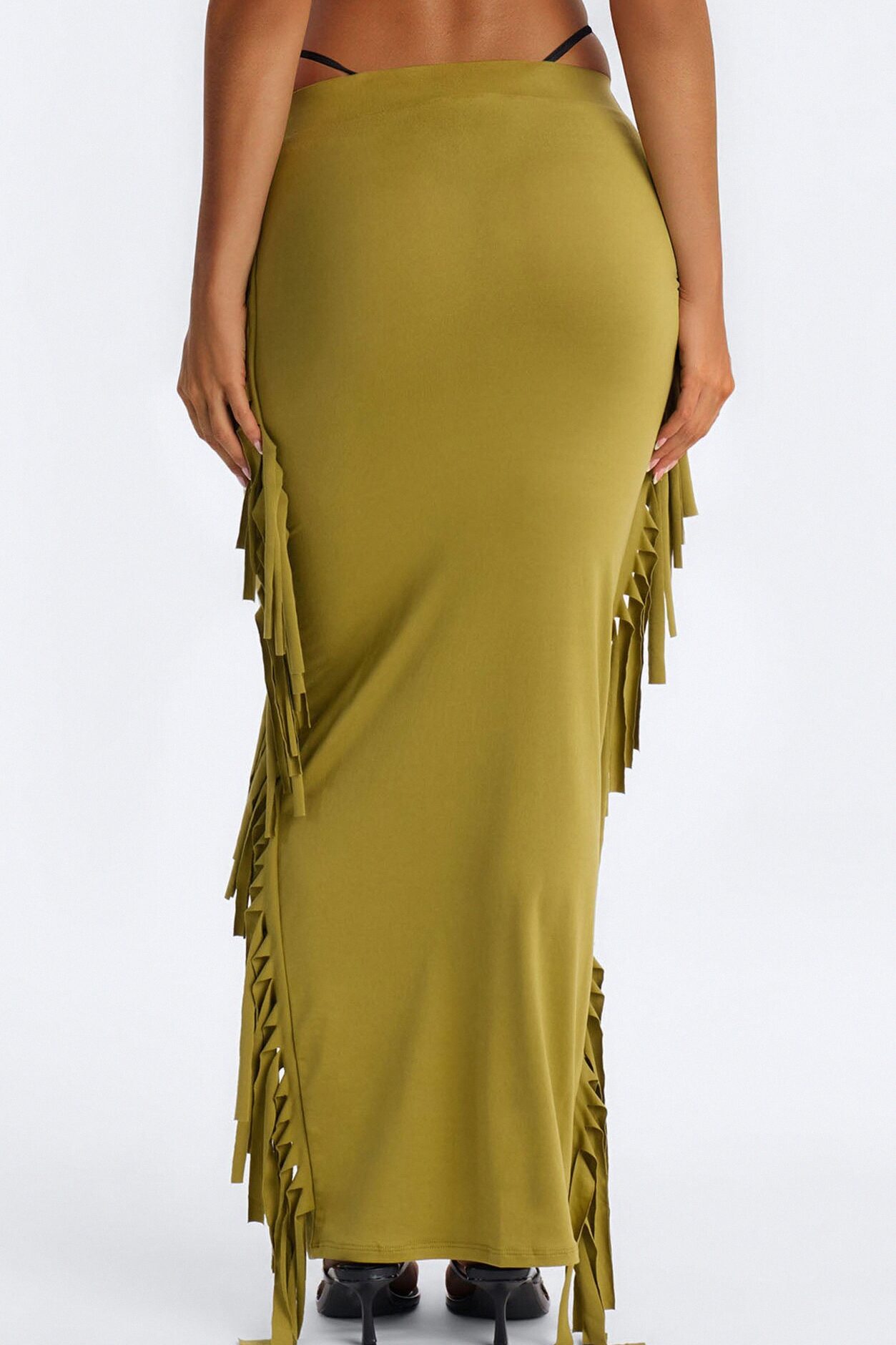 Going Places Fringe Maxi Skirt - Green