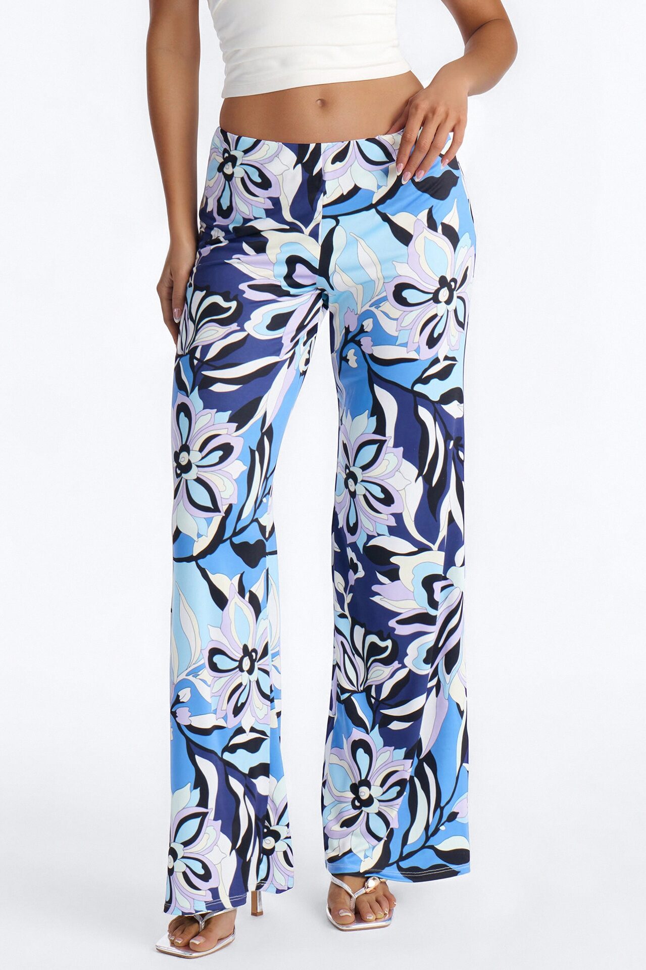 Can't Go Wrong Flared Stretch Pant - Blue/combo