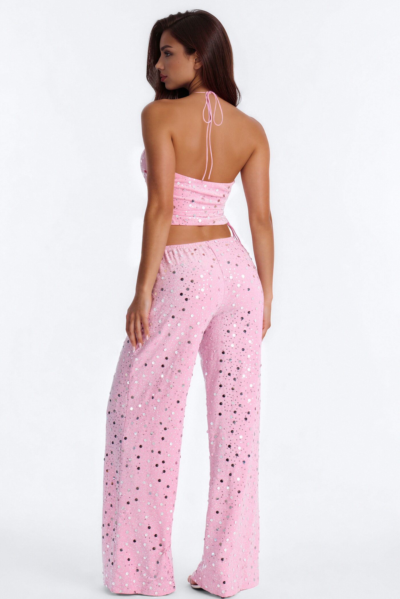 Beach Club Icon Sequin Pant Set - Pink