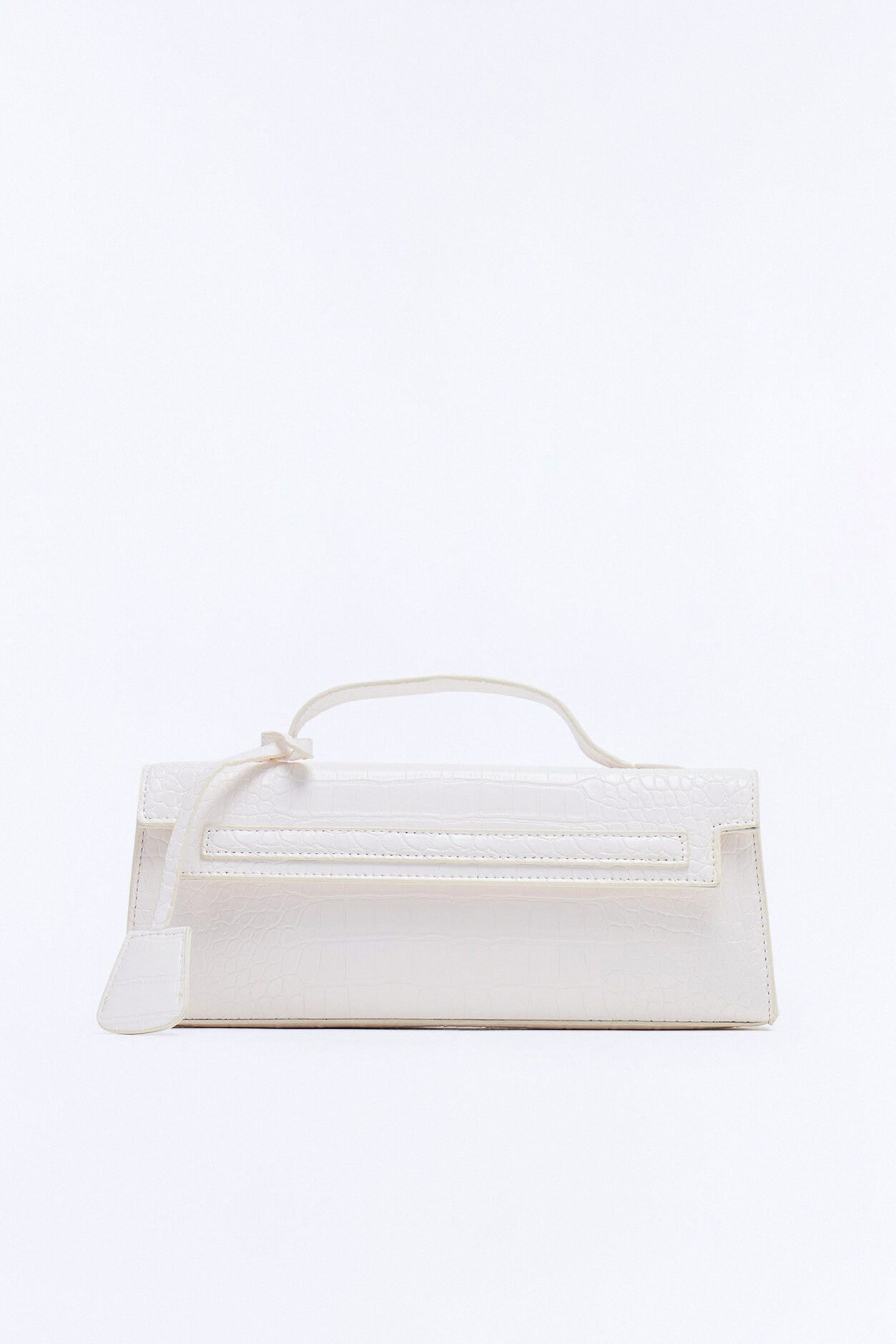 Predator Instinct Embossed Croc Faux Leather Clutch - Ivory