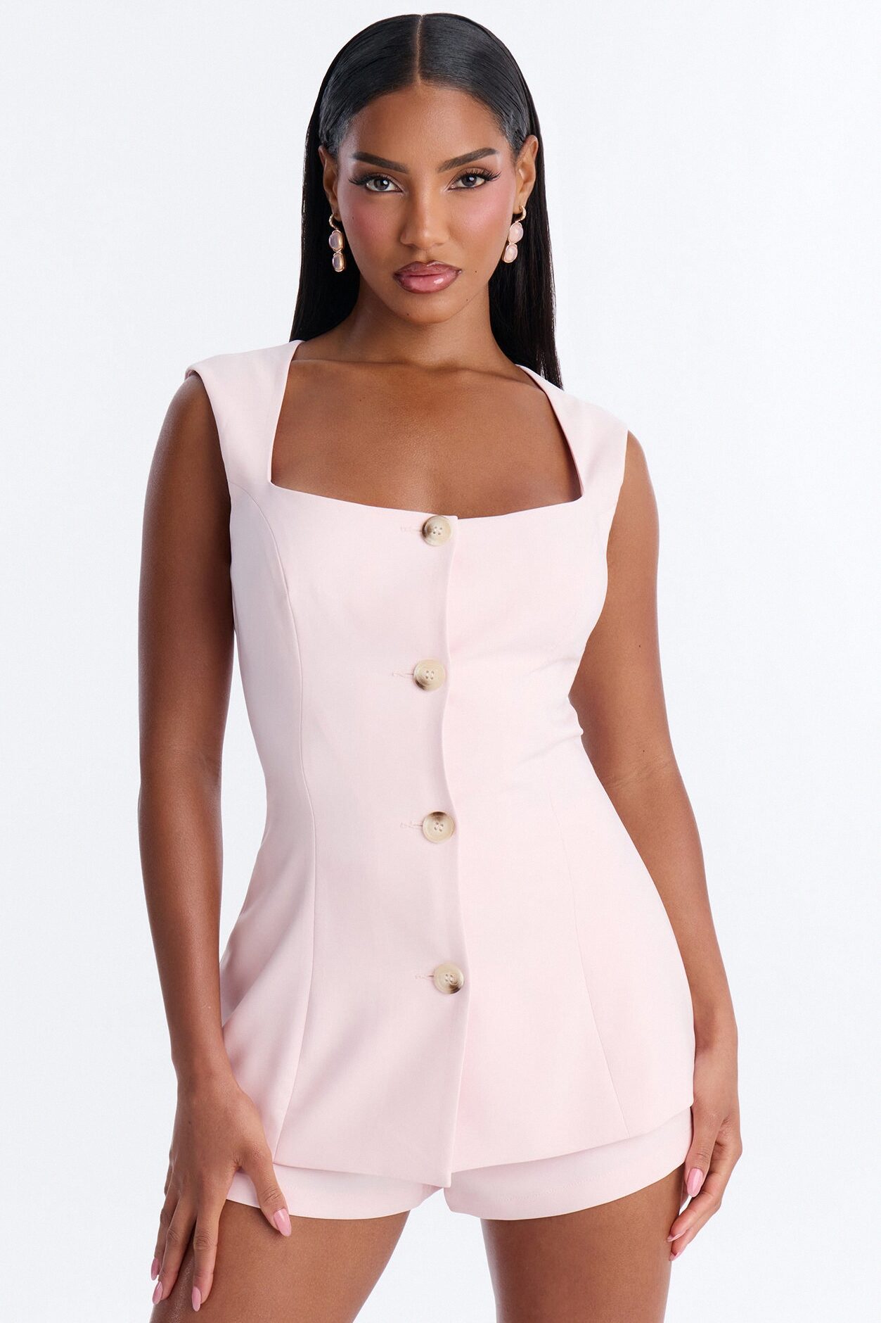 Janet Sleeveless Romper - Pink