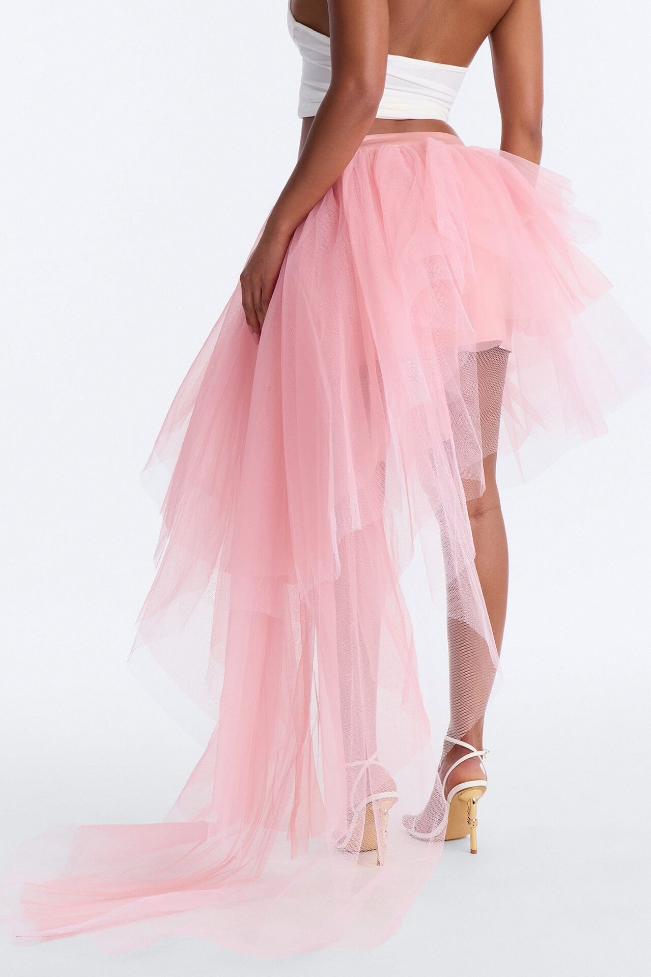 Florence Tiered Ruffle High Low Skirt - Pink