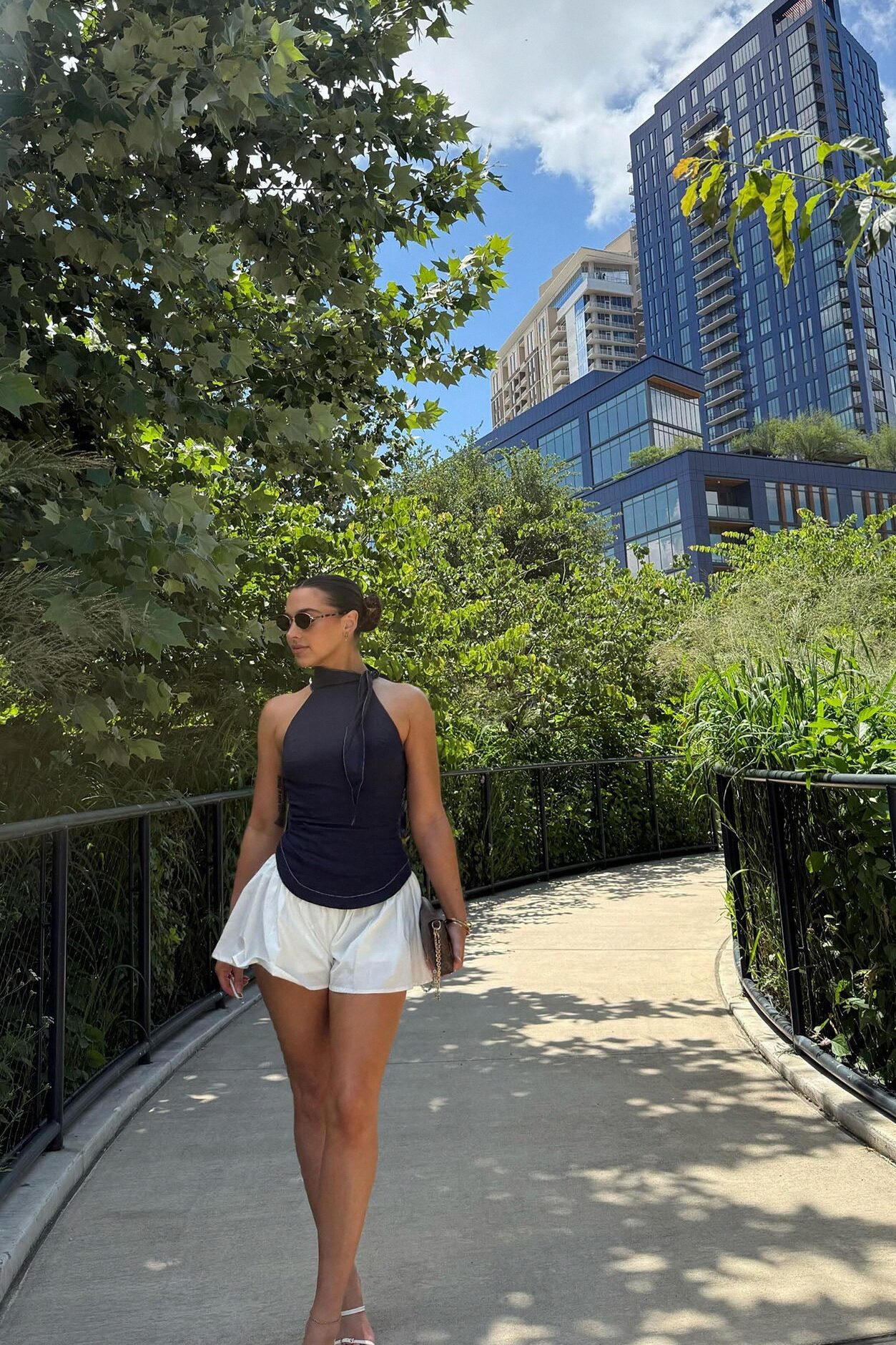 Brunch Date Micro High Neck Romper - Navy