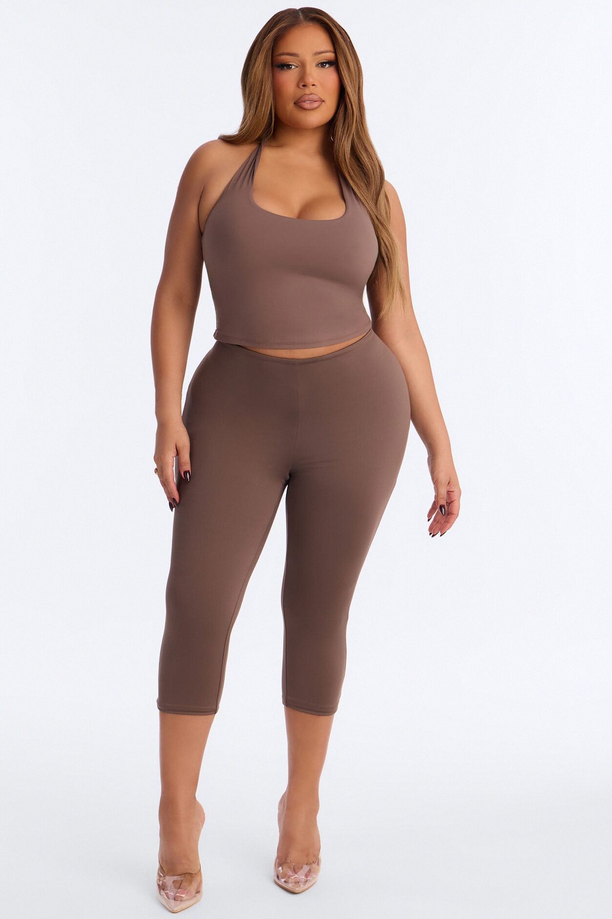 Contour Double Lined Capri Pant - Brown