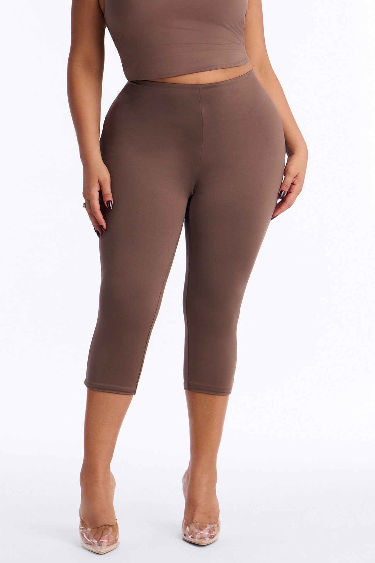 Contour Double Lined Capri Pant - Brown