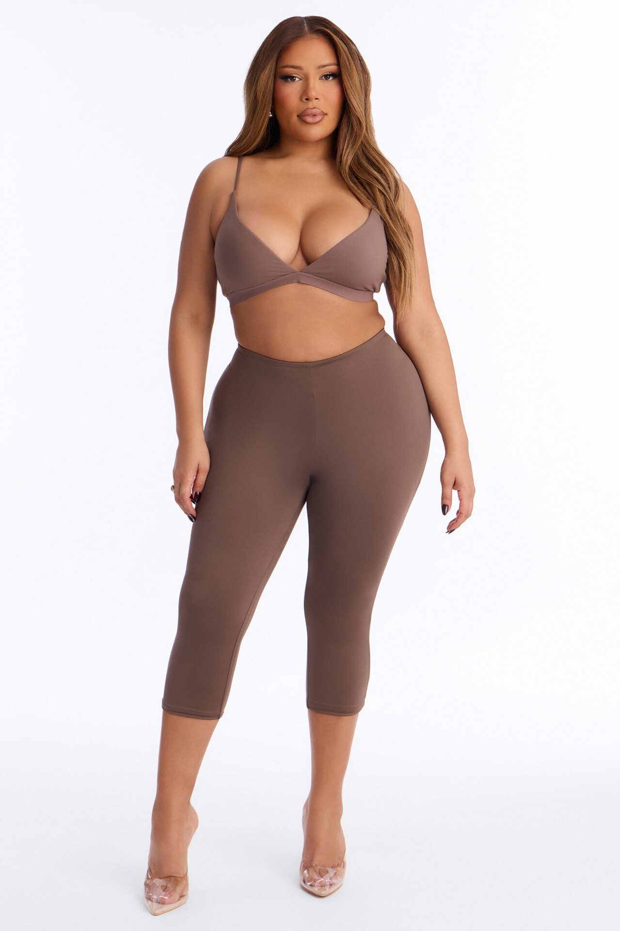 Second Skin Double Lined V Neck Bralette - Brown