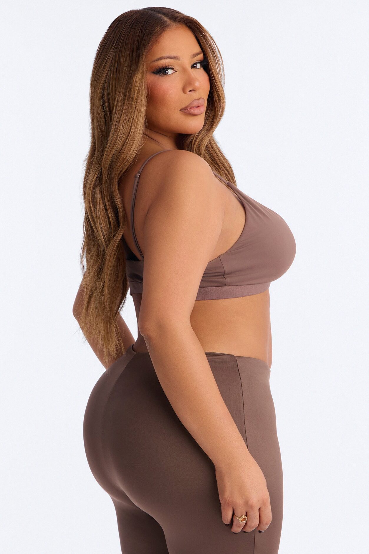 Second Skin Double Lined V Neck Bralette - Brown