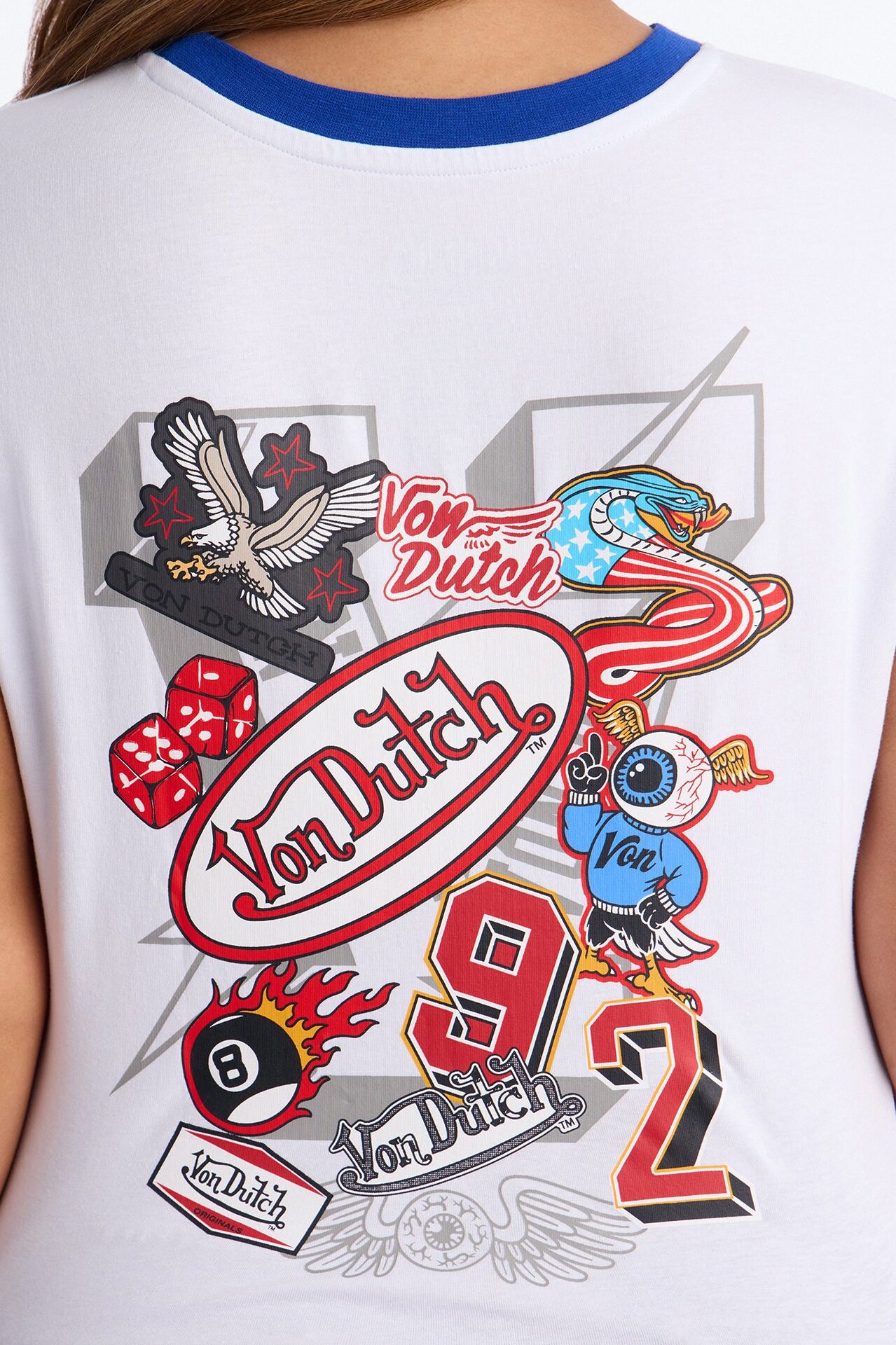 Von Dutch Americana Ringer Graphic Baby Tee - White