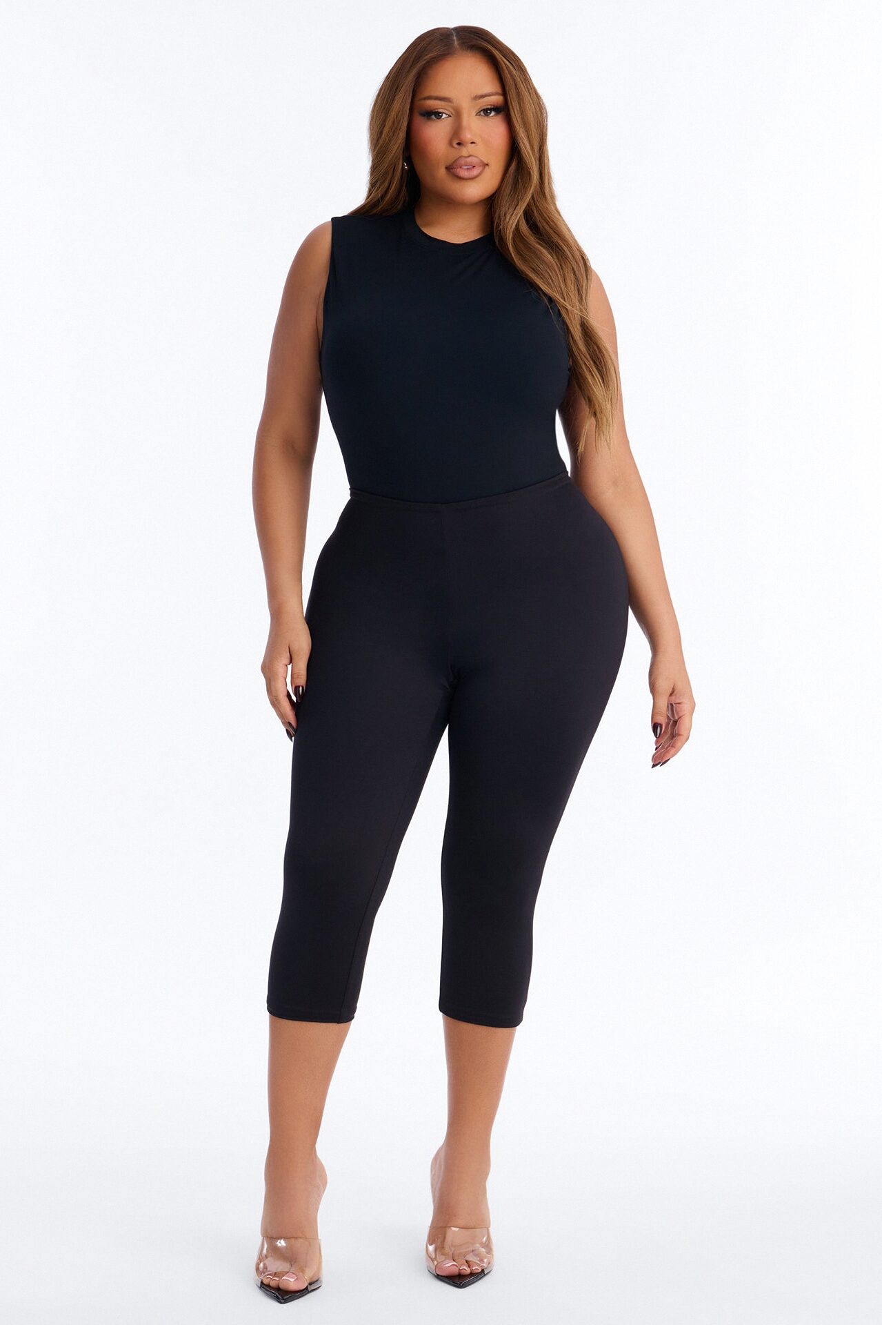 Second Skin Double Lined Mock Neck Sleeveless Bodysuit - Black