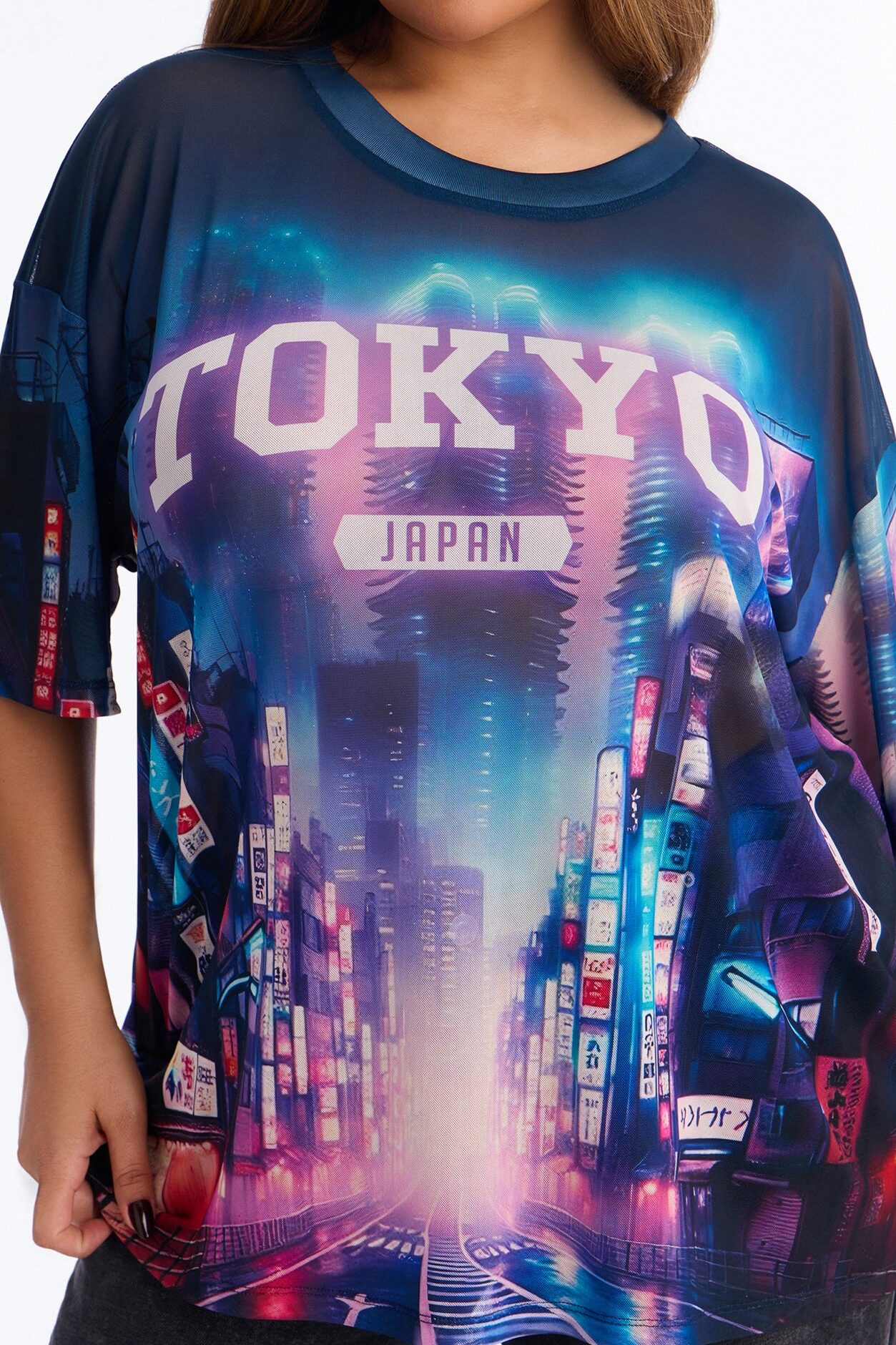 Tokyo Japan Mesh Tee - Navy/combo